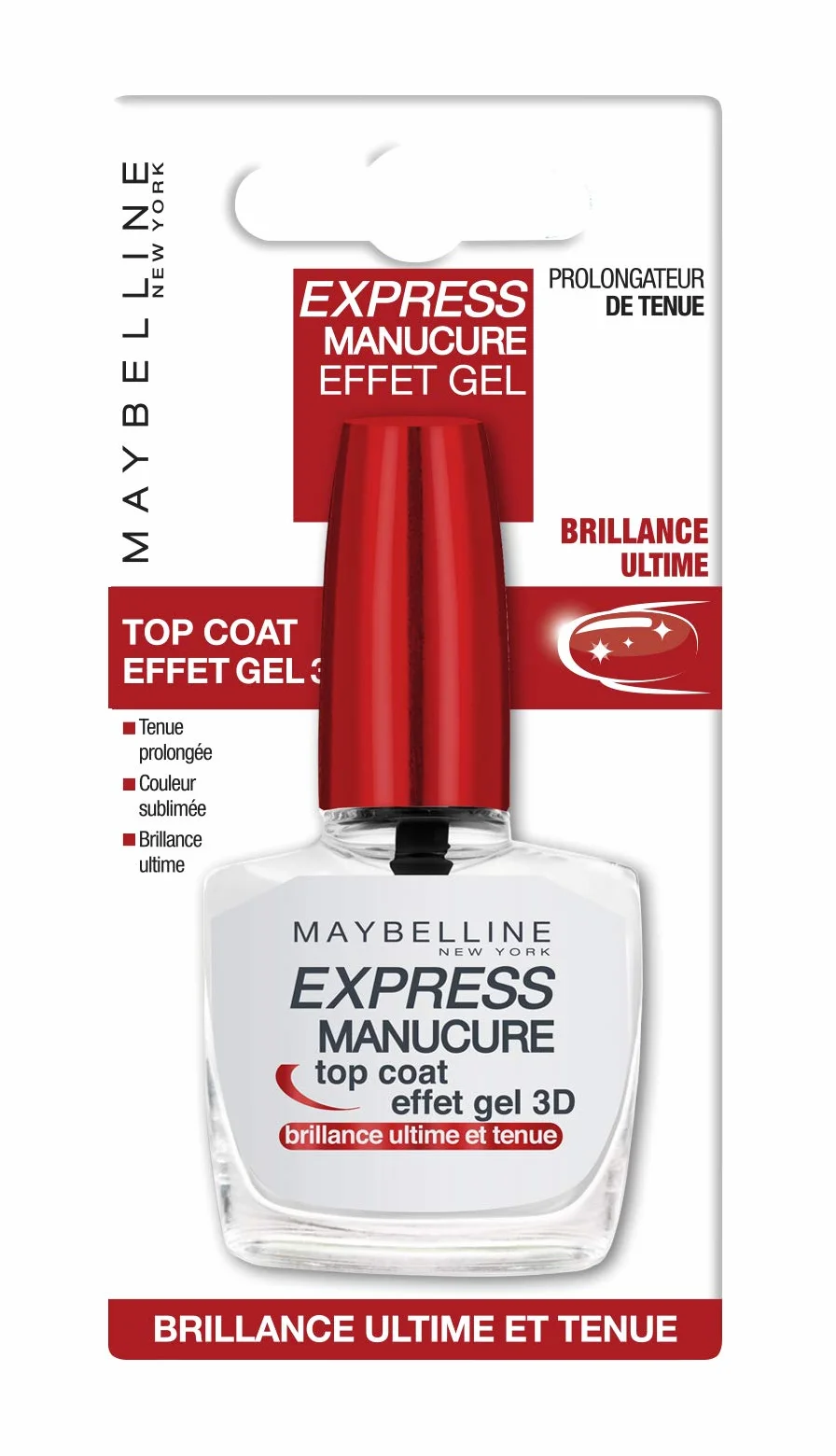 Maybelline New York Express Manucure Vernis à Ongles Top Coat Effet Gel 3D