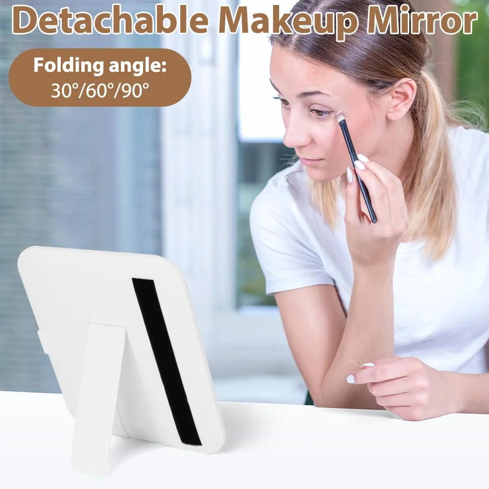 Trousse de Maquillage avec Miroir Lumière LED 3 Couleurs, Séparateurs Réglables, Voyage Portable Grande Capacité, Noir