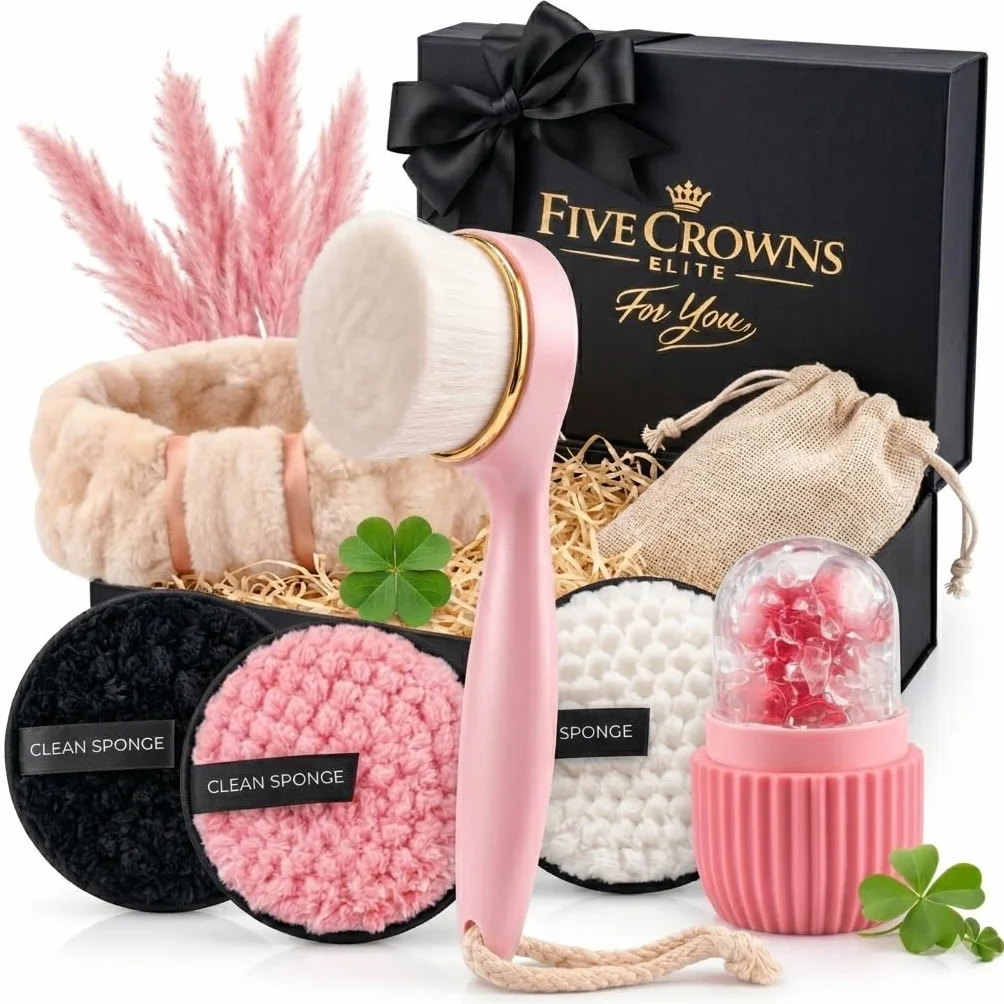 Coffret Beauté et Bien-Être Ado Fille 12-18 Ans, Kit Skincare avec Ice Roller, Brosse Visage, Disques Démaquillants Réutilisables