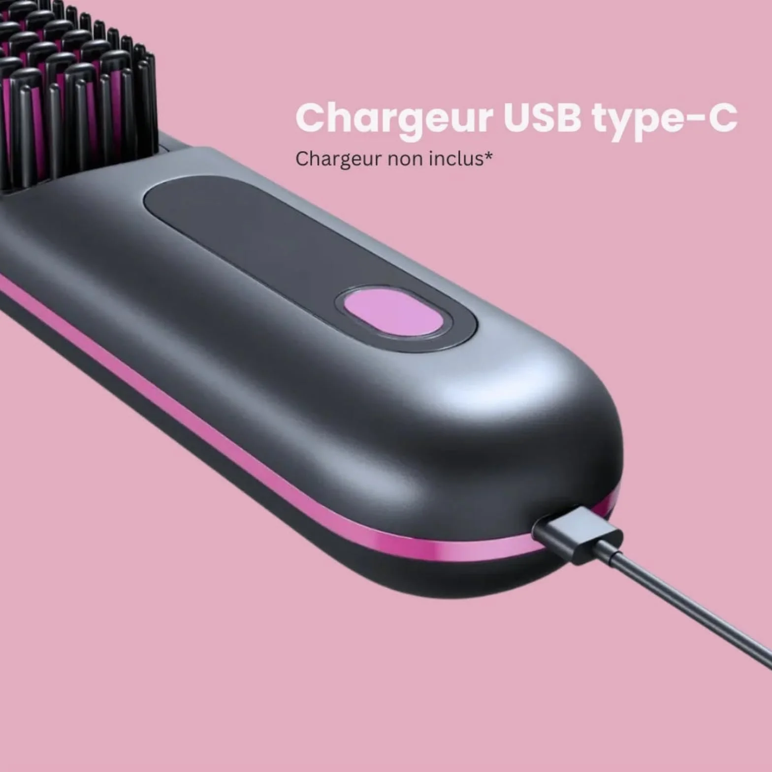 Brosse Cocoony Lisseur Balai Sans Fil Cheveux Courts 3 Niveaux Chaleur Écran LED USB-C