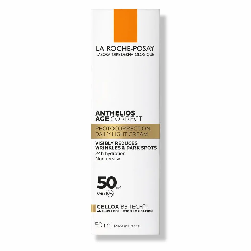 La Roche-Posay Anthelios Age Correct Crème Solaire SPF 50 Visage Anti-rides Anti-taches Sans Parfum Acide Hyaluronique