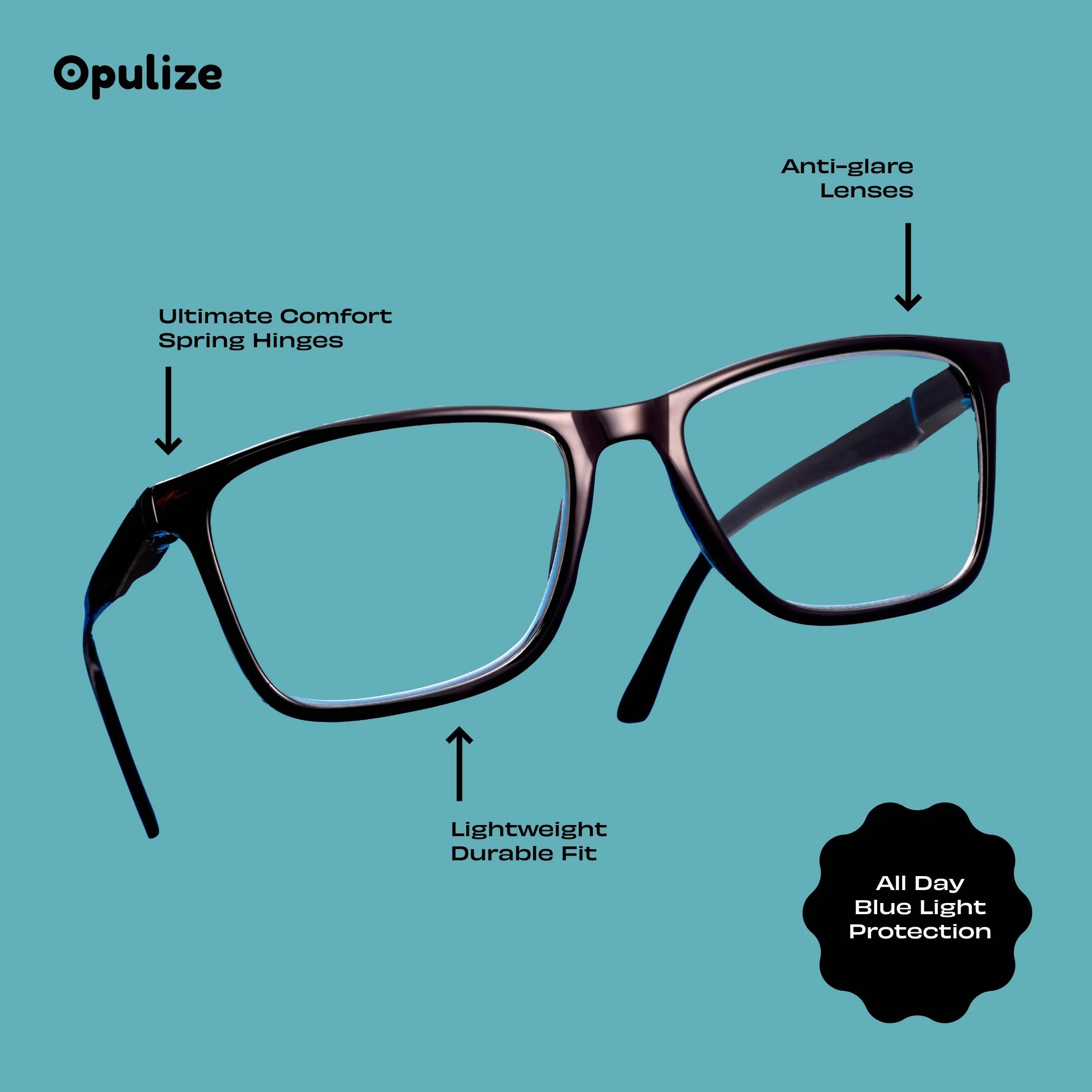 NYX Lunette anti lumière bleue femme homme - Lunette Loupe Ecran Gaming Lot de 2 - Anti-éblouissement UV400 Légère Rectangulaire Noir + 2,50