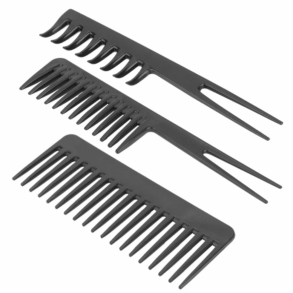 Peigne de coiffure homme 3 pièces fourchette teinture friser huile