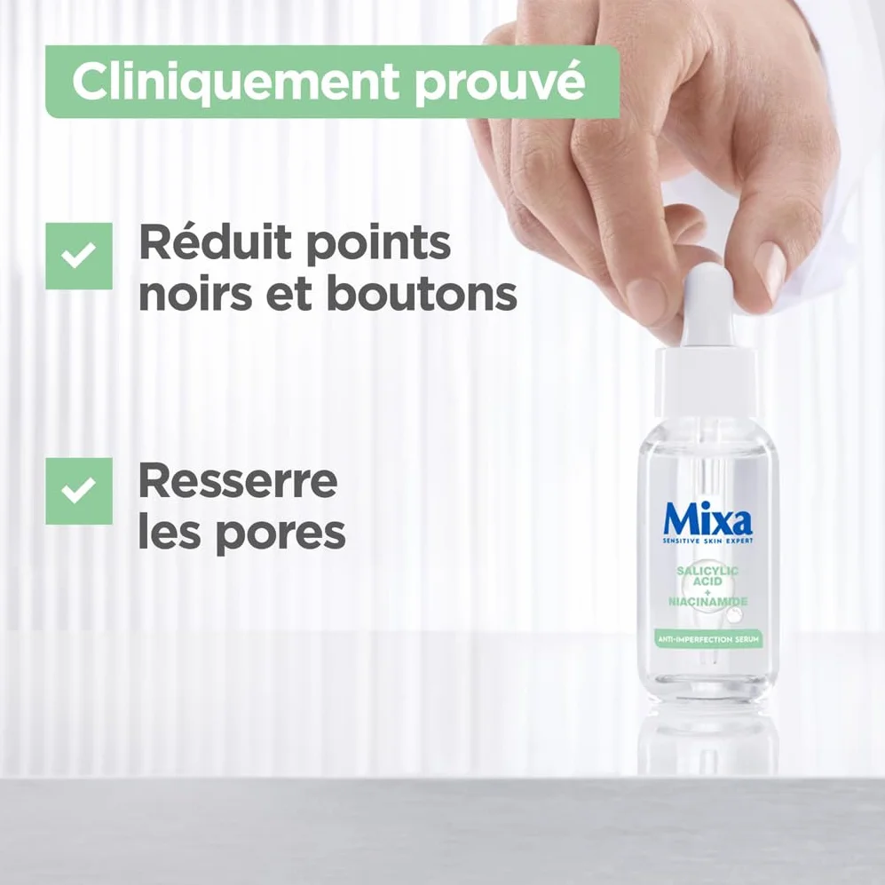 Mixa Sérum Concentré Anti-Imperfections Visage Niacinamide Acide Salicylique 30ml