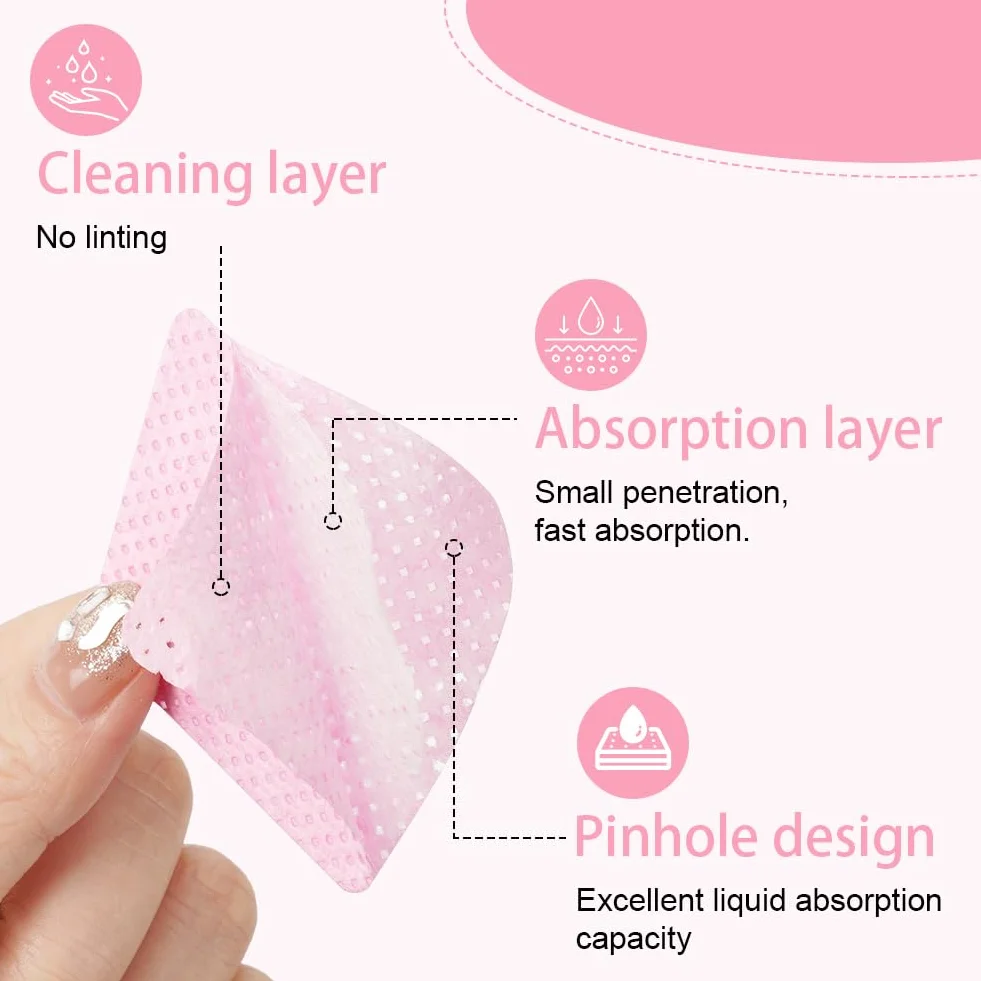 Lingettes à Ongles Non Pelucheux 300 Pièces avec Limes, Tampons Dissolvant Rose