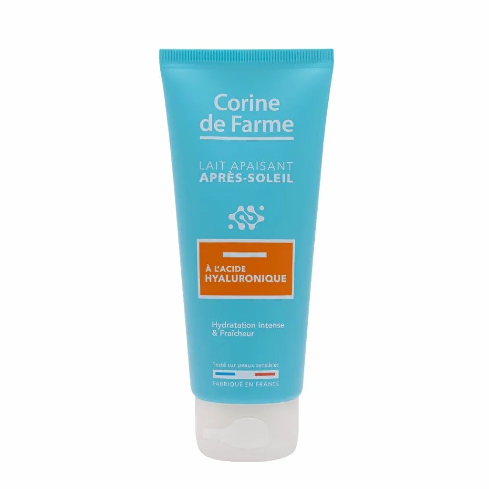 Trousse Essentiels Solaires Voyage Corine de Farme SPF 50 Crème Visage 50 ml, Eau Parfumée des Îles 100 ml, Lait Après-Soleil Acide Hyaluronique 100 ml
