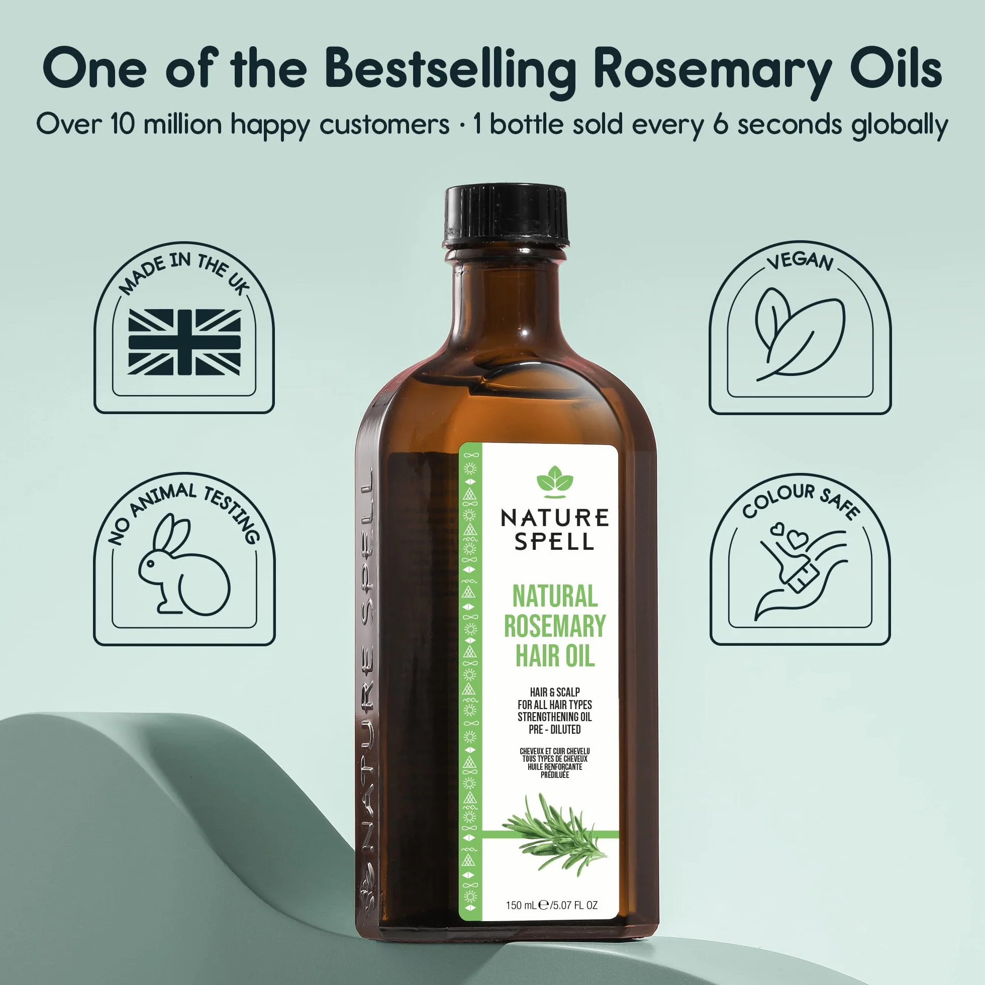Nature Spell Huile de Romarin Croissance Cheveux Pompe Doseuse 150 ml