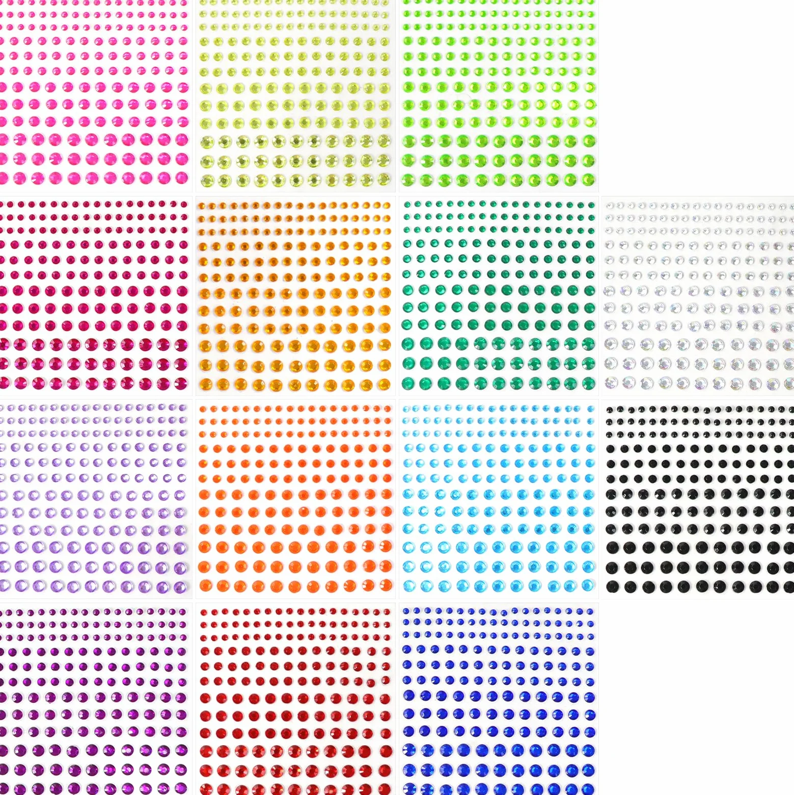 Sularpek 2300 Pcs Strass Visage Autocollants Auto-Adhésifs Colorés Lumineux Nail Art