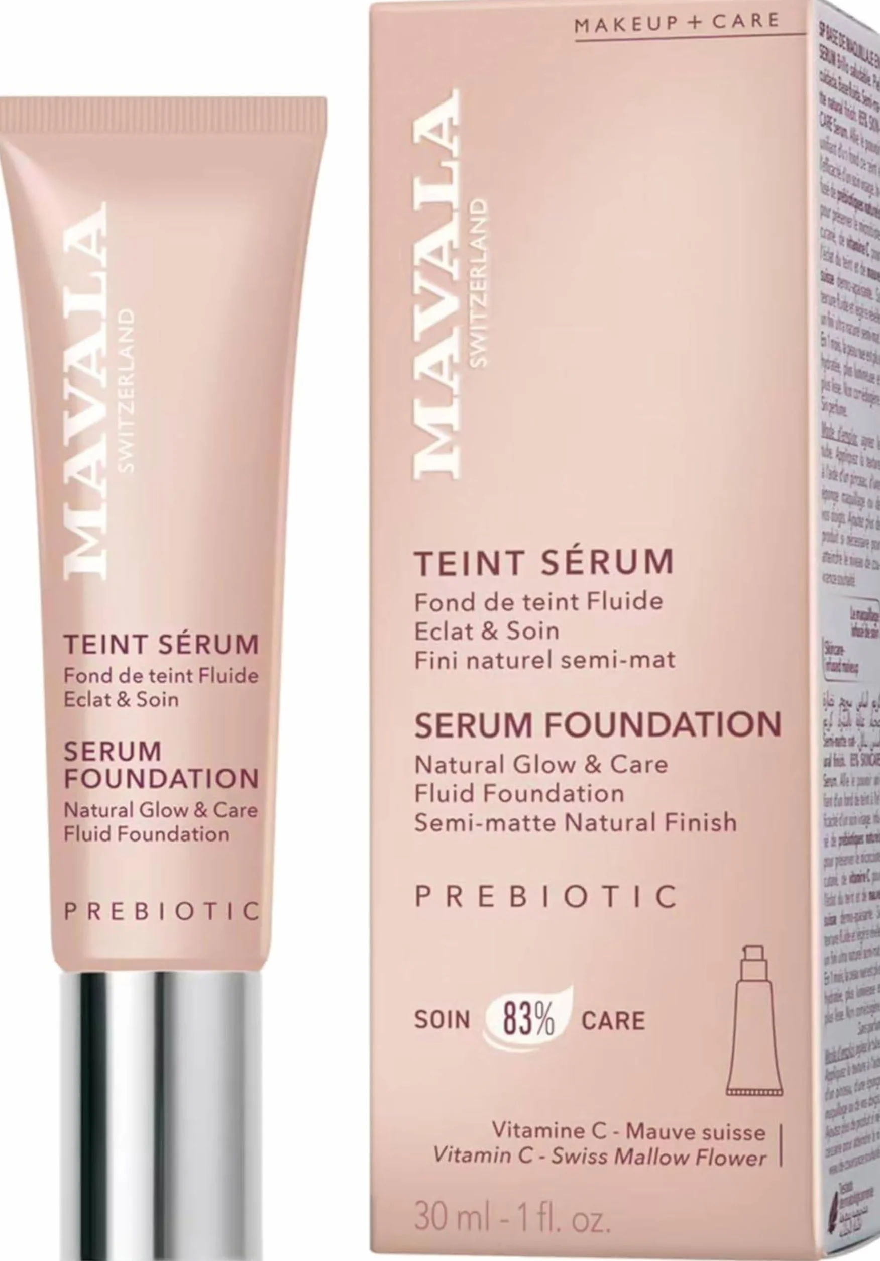 Mavala - Teint Sérum, Fond de Teint Fluide Eclat & Soin - Couvrance Modulable, Fini Semi-Mat Naturel - Soin Visage Apaisant, 83% de Soin - Teinte Dark, 30ml