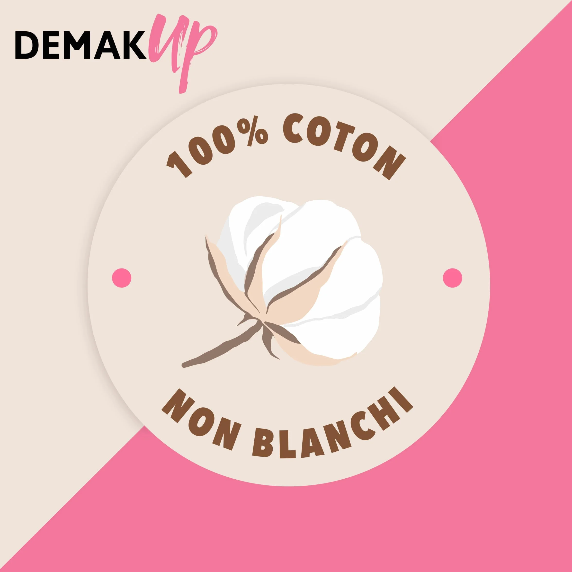 Demak'Up Cocoon Disques Cotons à Démaquiller Visage Yeux 100% Fibres de Coton Naturelles 85 Cotons