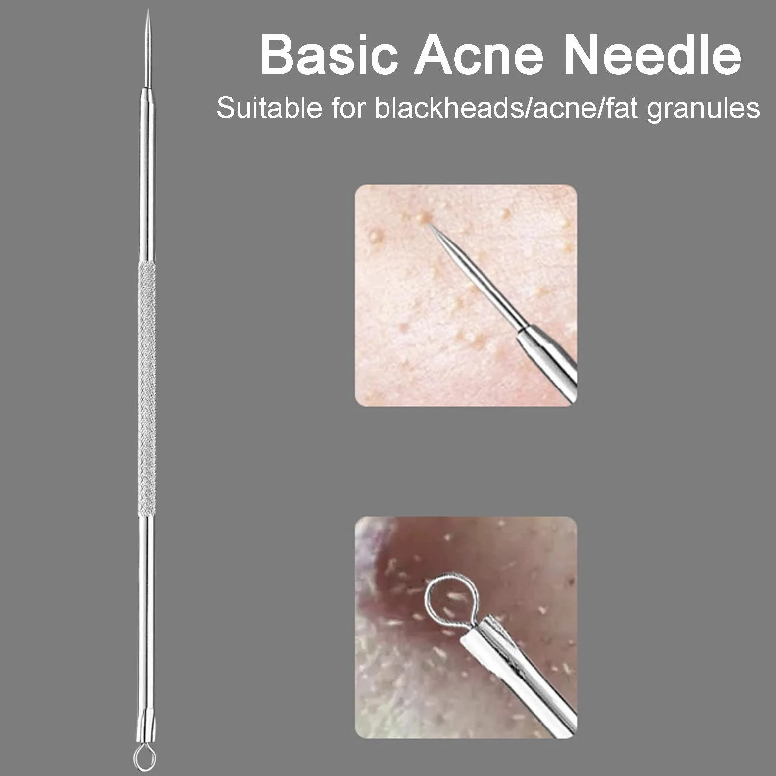 Extracteur de point-noir en acier inoxydable, 5 pièces, kit de retrait de comédons