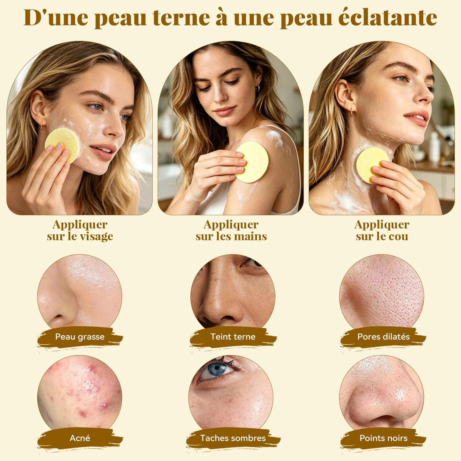 ANAiRUi Tampons Nettoyants Exfoliants Acide Kojique Curcuma Niacinamide Acide Salicylique Traitement Facial Nettoyant Profondeur Réduction Acné Sébum 50 Pièces