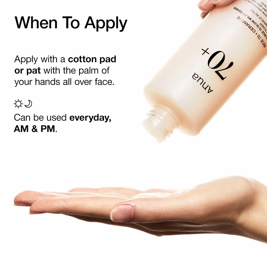 Anua Rice 70 Glow Toner Lotion Tonique Hydratante Visage 250ml Niacinamide Céramides
