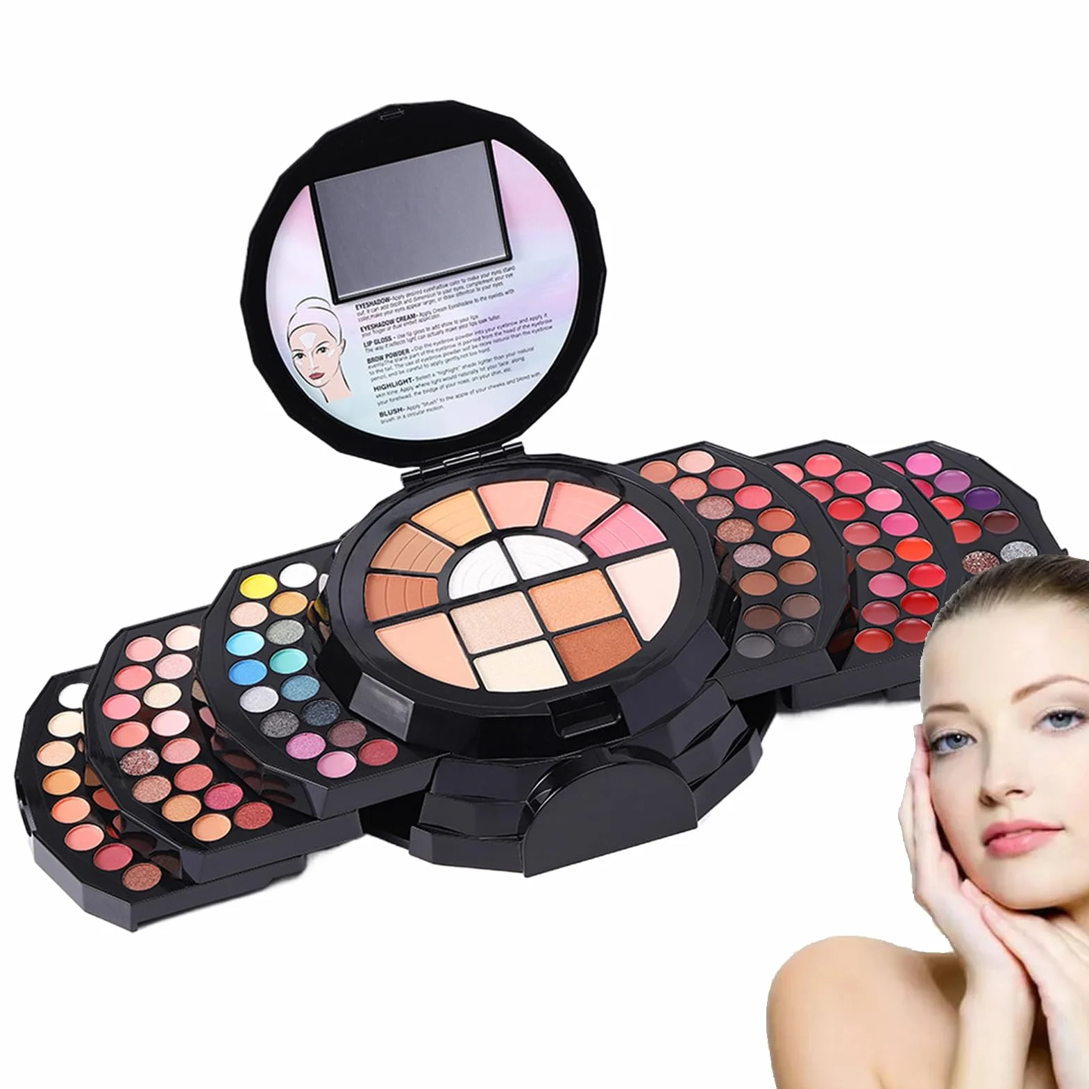 Palette de maquillage 110 couleurs, kit de maquillage pour femmes kit complet | Maquillage débutant 110 couleurs - Pouleau de de couleur naturelle incluse de fard à paupières