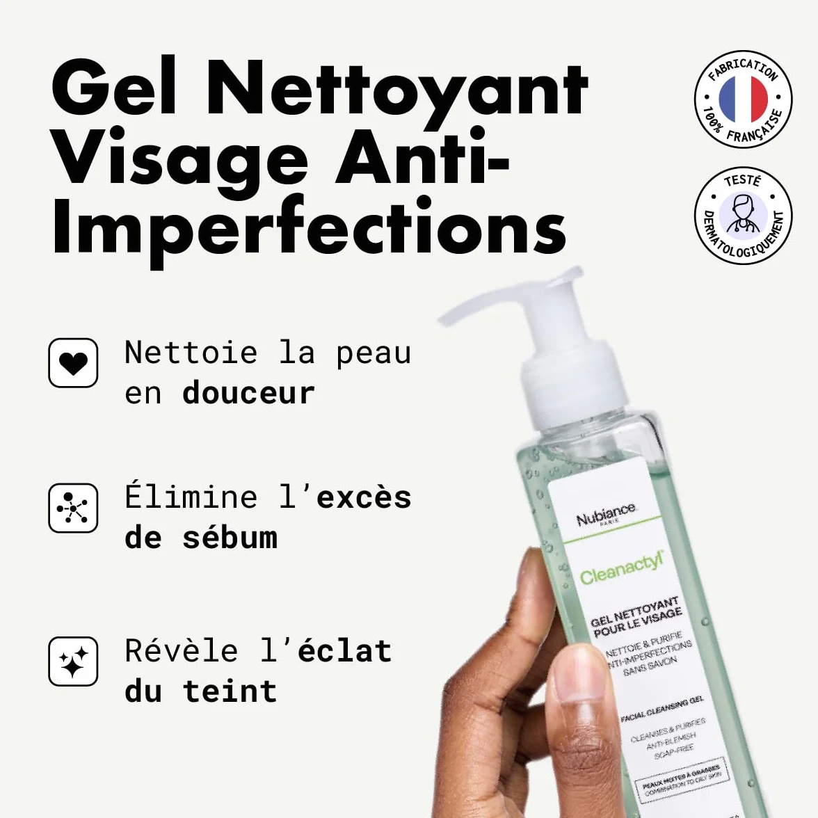 NUBIANCE Cleanactyl Gel Nettoyant Visage Purifiant Hydratant 200 ml