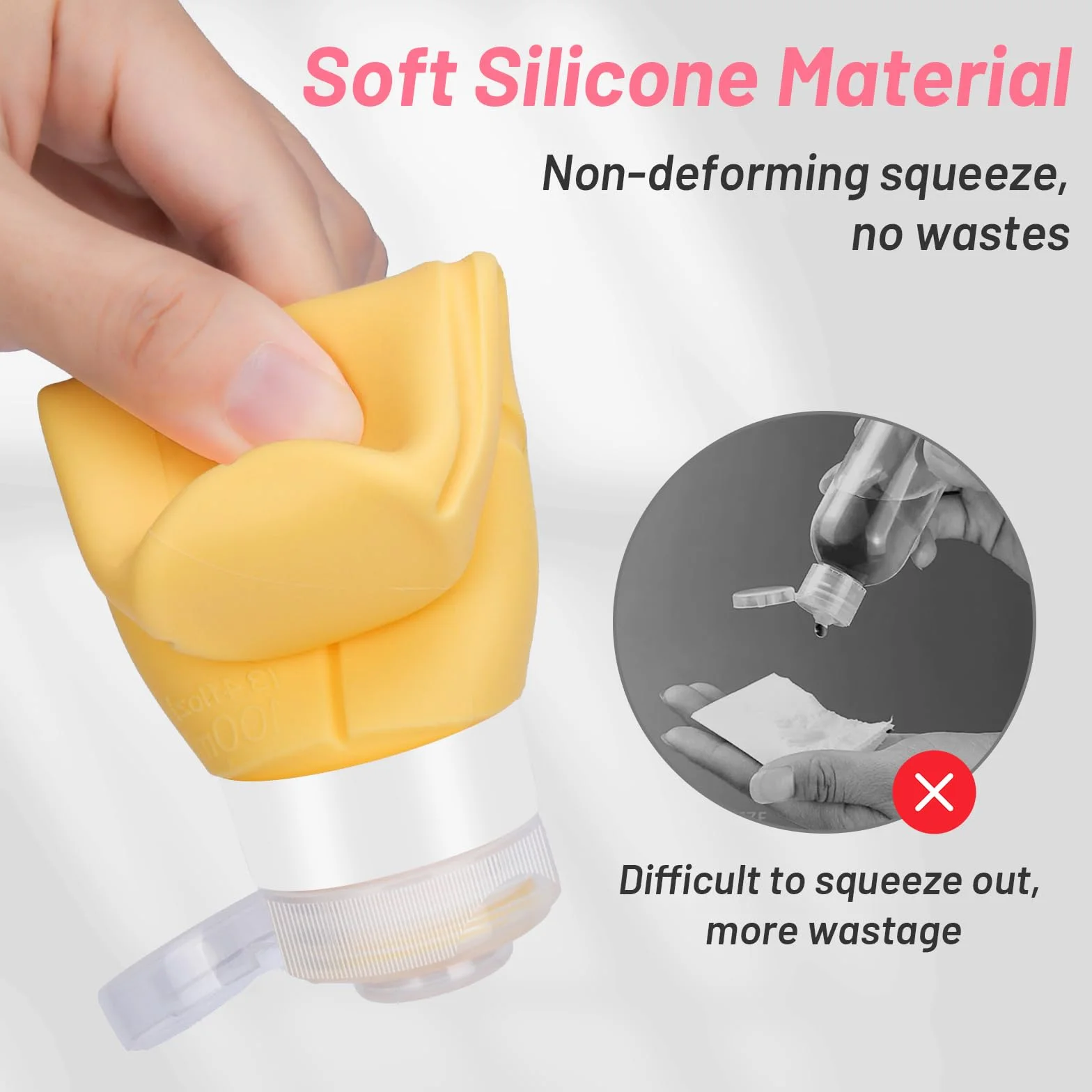 Alyvisun Flacon Voyage Silicone 4 Pièces 100ml Rechargeable Anti-fuite Vide Shampoing Lotion Cosmétiques