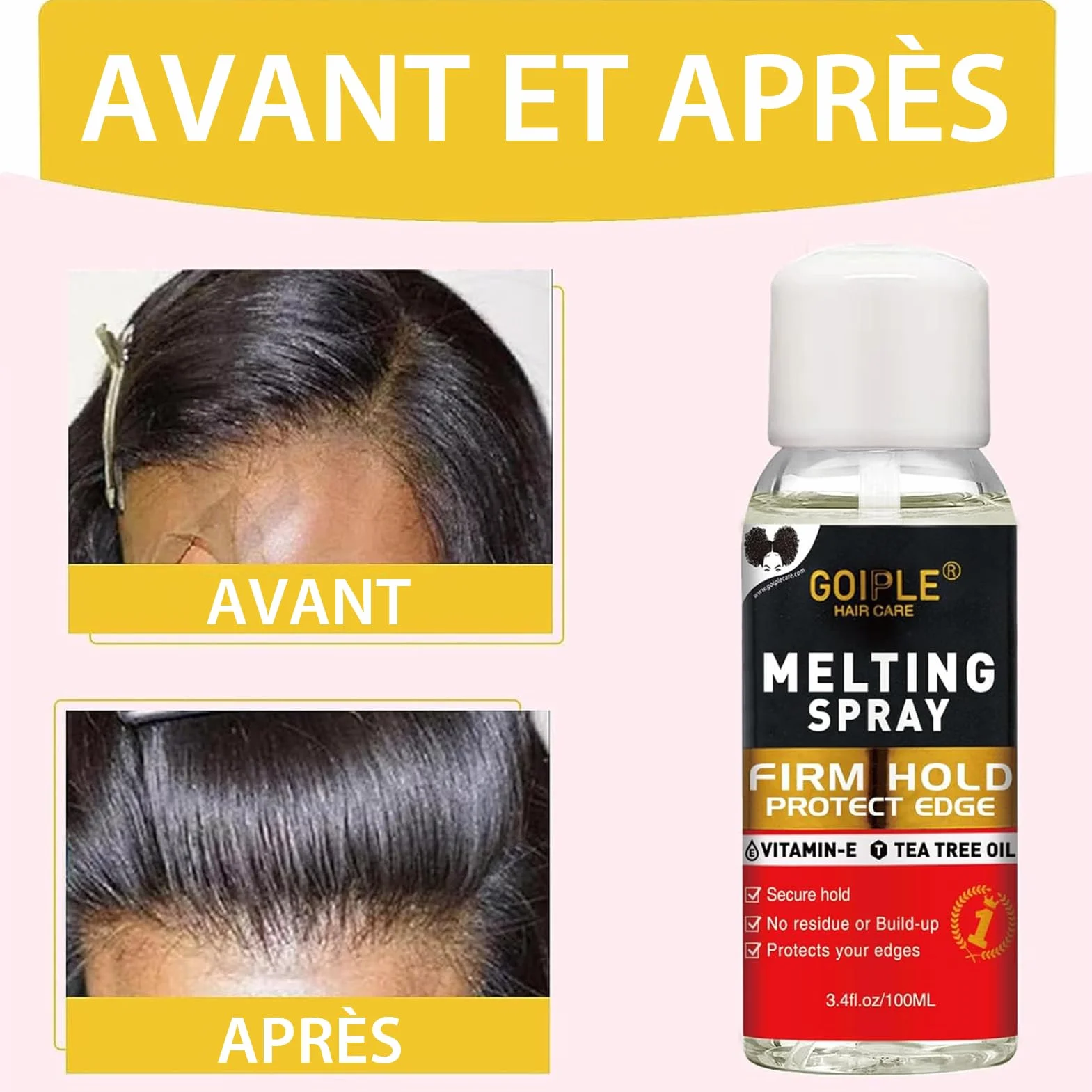 Sans Colle Lace Melting Spray For Wigs, 3.4 Fl Oz - Melting Spray Wig Spritz Spray Lace Protège Le Cuir Chevelu, Améliore La Tenue, Formule Naturelle