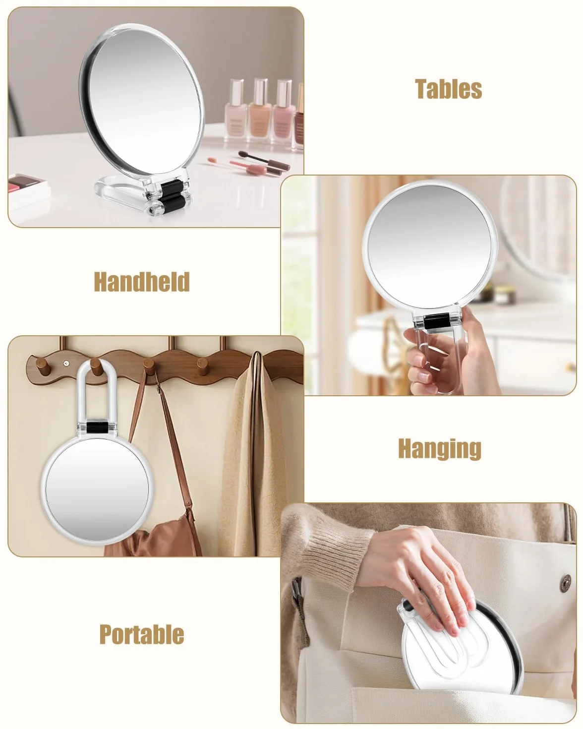 Miroir Grossissant 30X Double Face 1X/30X avec Poignée Pliable 360° Miroir de Maquillage Portable