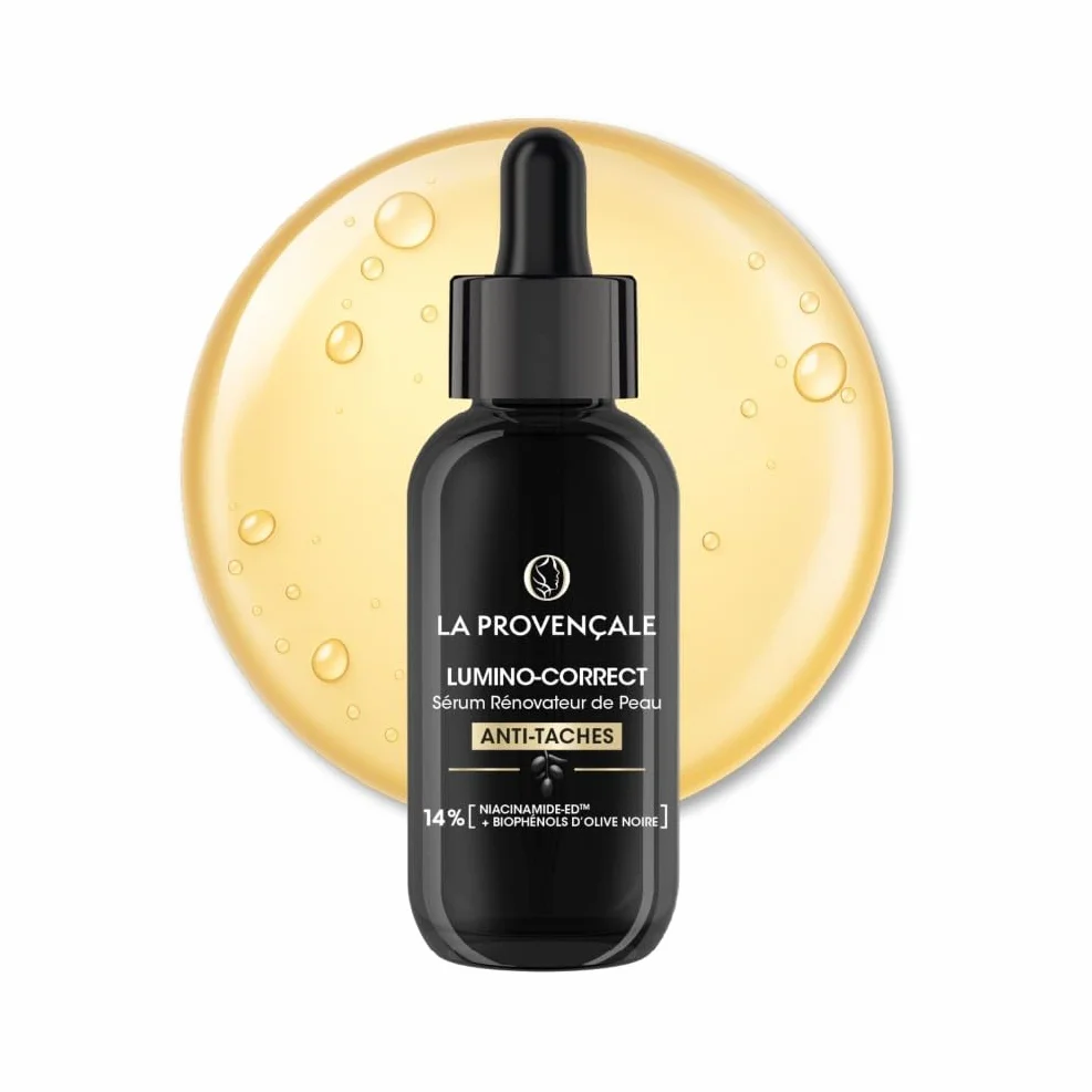 La Provençale Lumino-Correct Sérum Rénovateur de Peau Anti-taches Éclat Biophénols d'Olive noire Niacinamide 30 ml