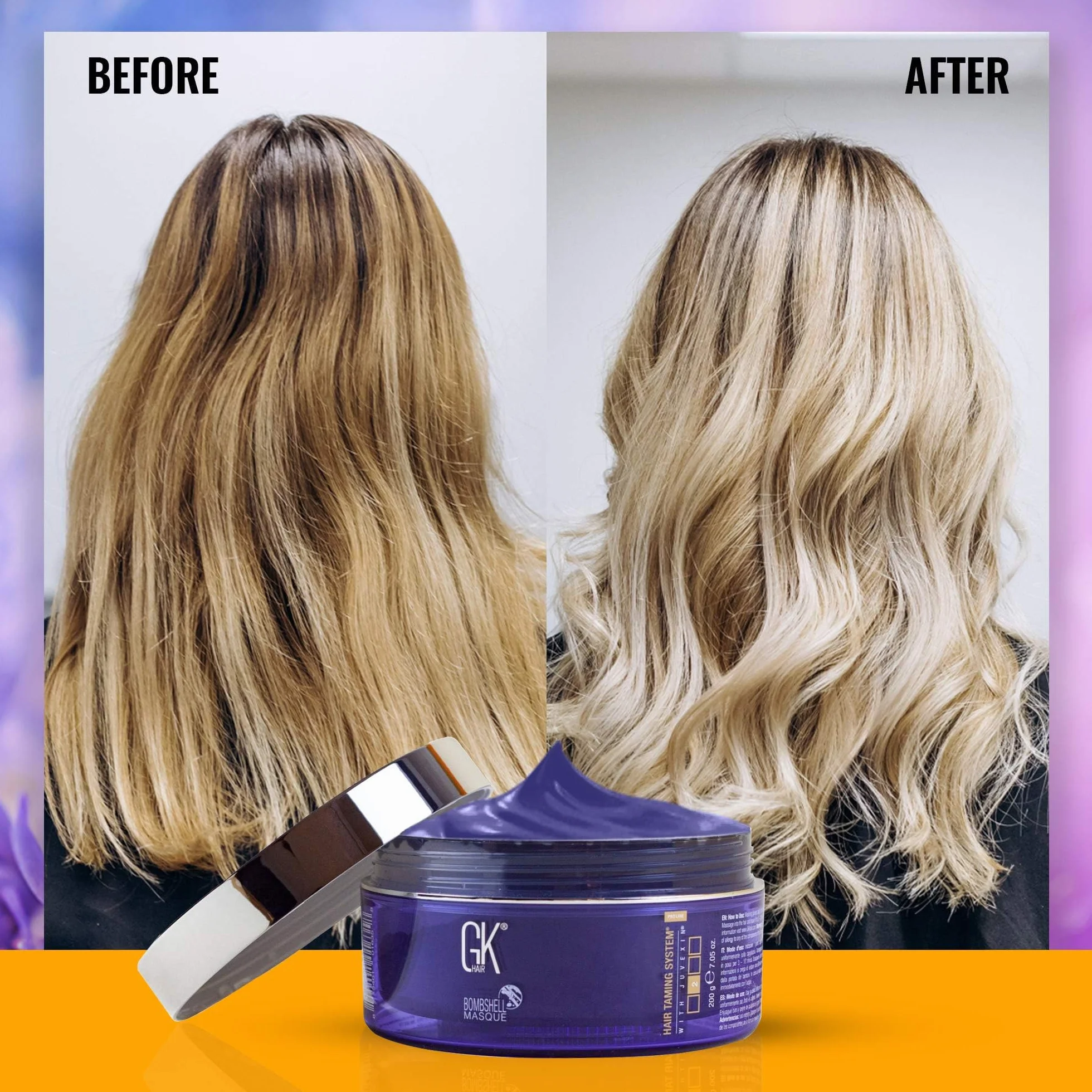 GKhair Ultra Blond Bombshell cheveux 200 g Masque Coloration Masque Hydratant Violet Semi Permanent Hair Color Pigments