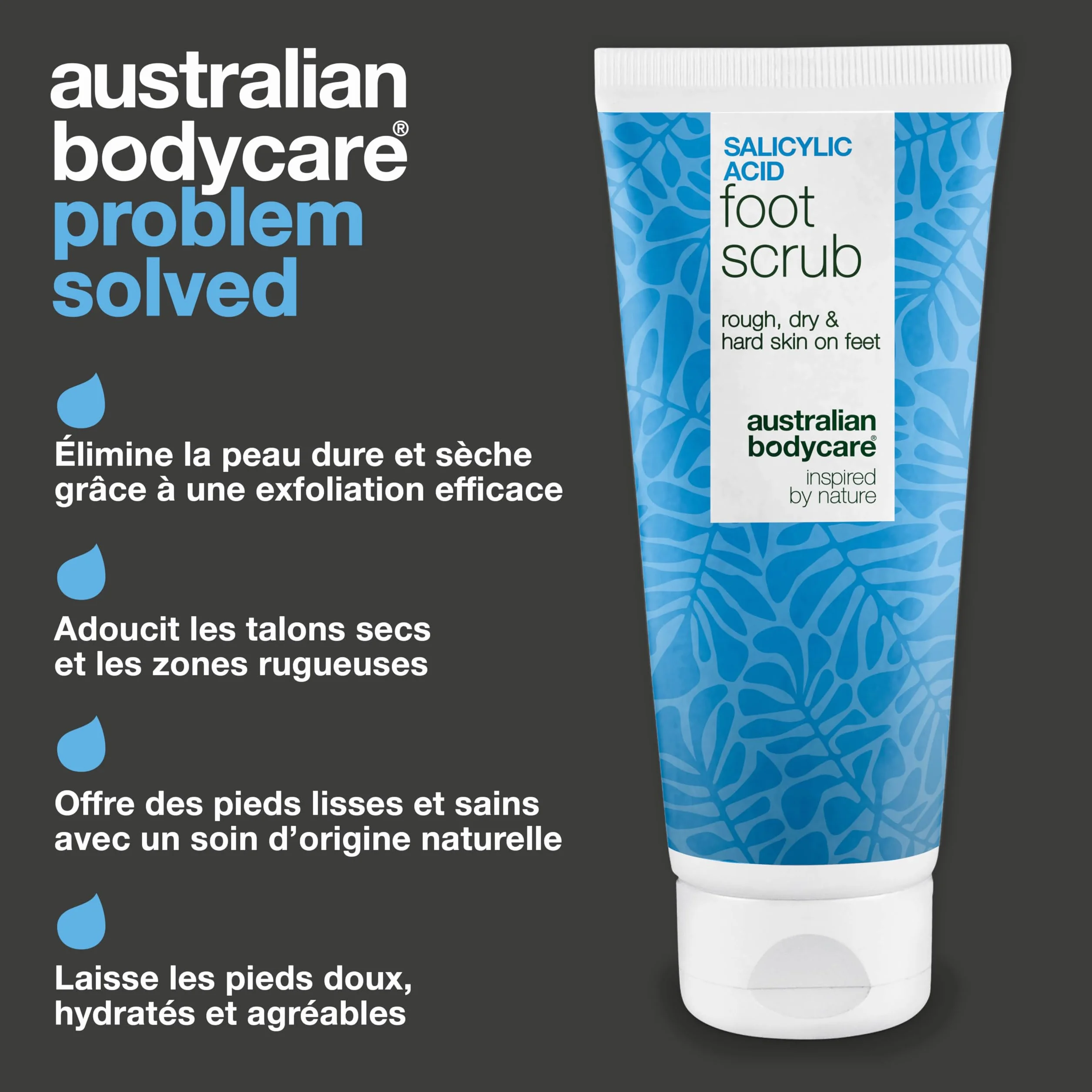 Gommage pied exfoliant crevasse durillon cor AHA BHA acide glycolique acide salicylique graines abricot