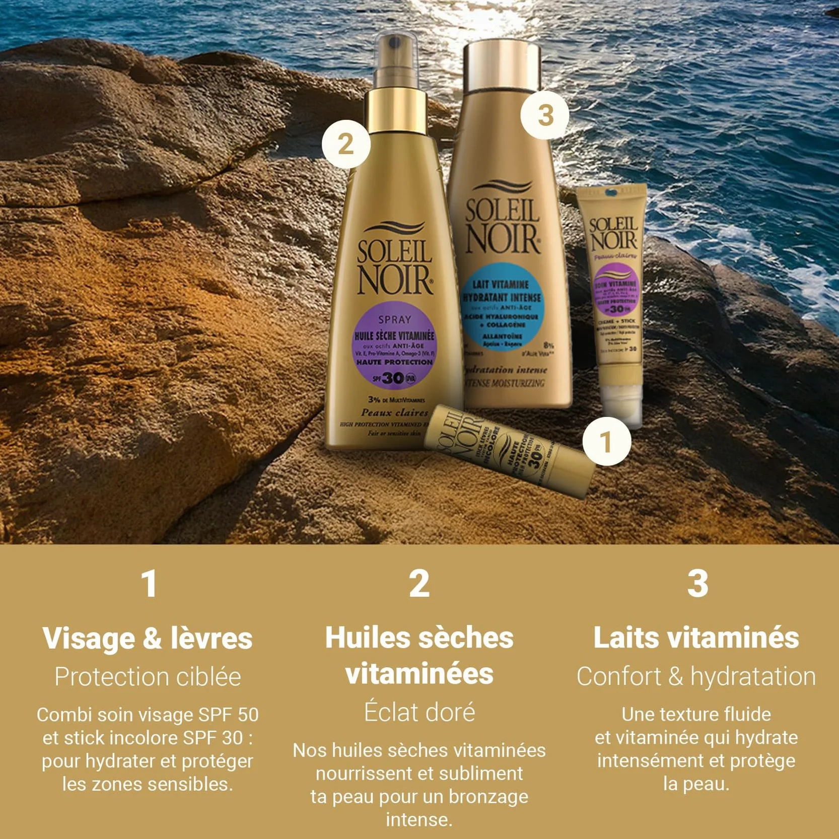 Stick Lèvres Blanc SPF 30 Haute Protection Solaire Soleil Noir Huile de Macadamia Beurre de Karité 4g