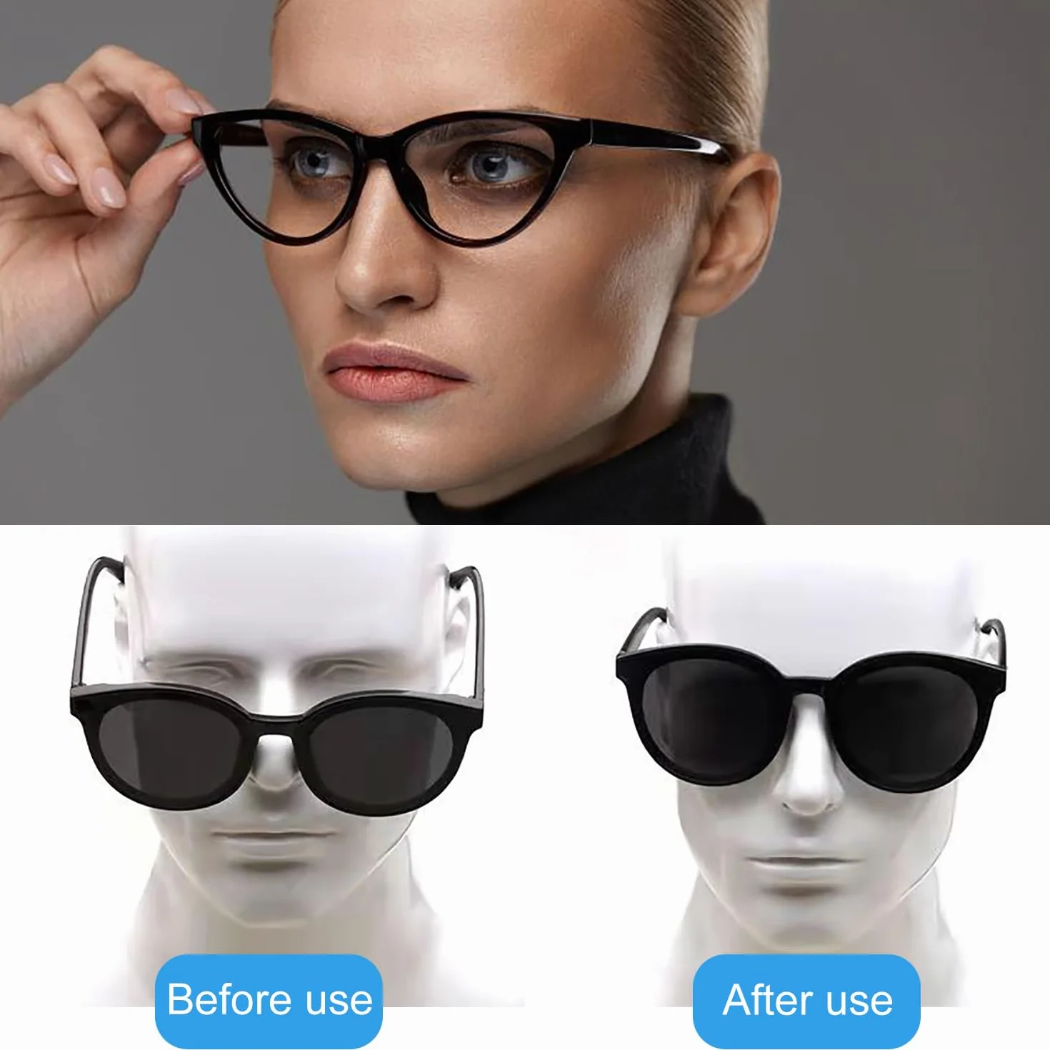 Coussinets Nasaux en Silicone Antidérapant pour Lunettes, Auto-Adhésifs, pour Lunettes de Soleil Spectacles (Transparent, Noir)