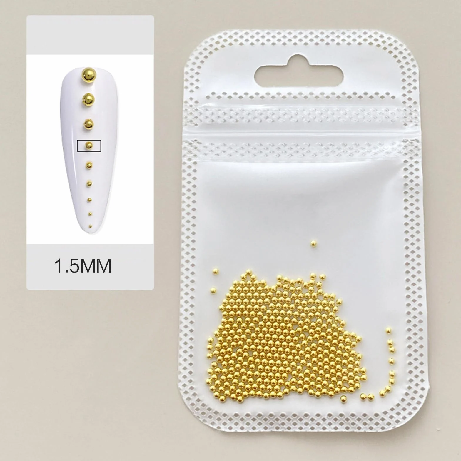 Perles de caviar métal 3D pour ongles Argenté doré 0,4 mm à 3 mm