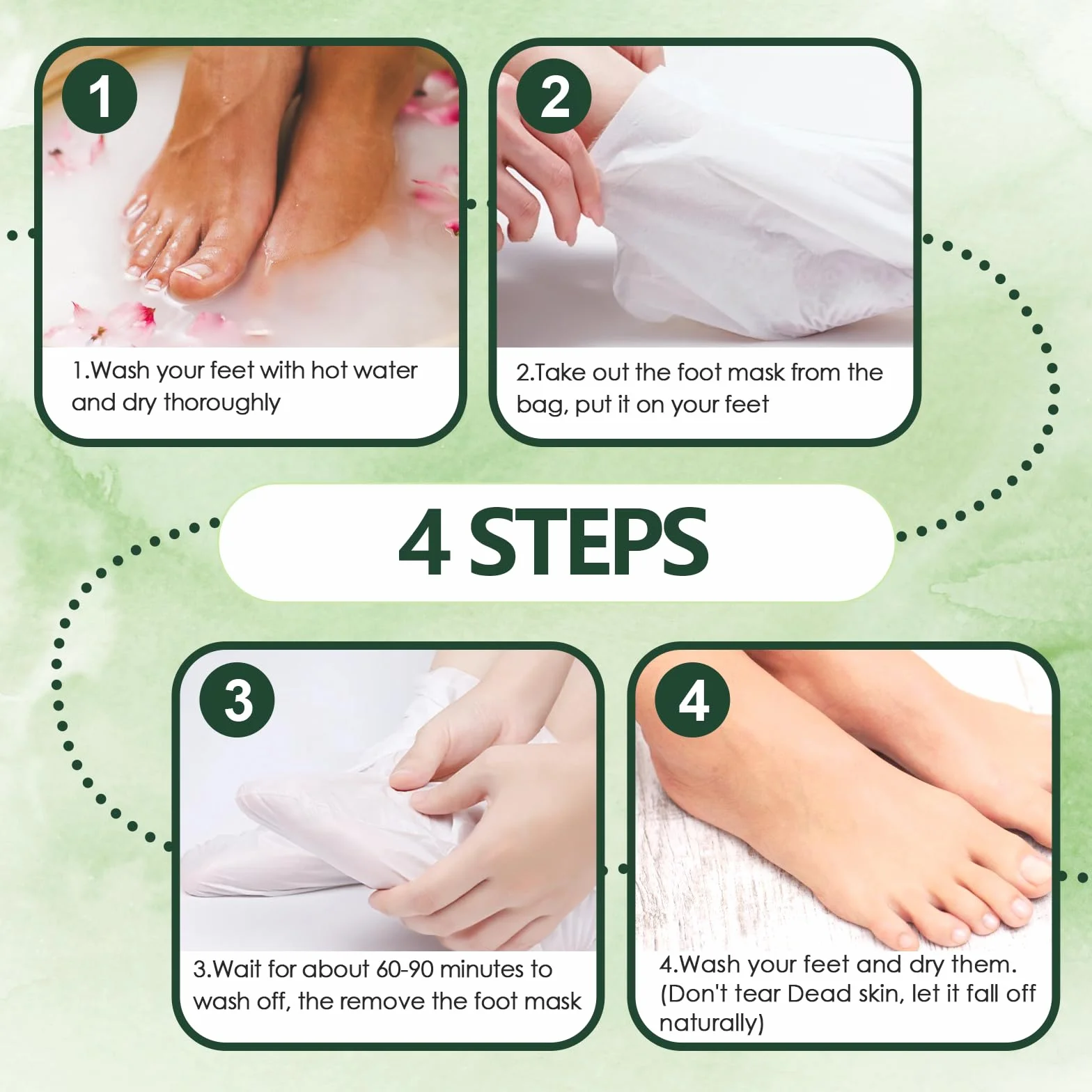 Masque Pieds Peeling Exfoliant Hydratant Peau Lisse Aloès + Avocat 2 Paires