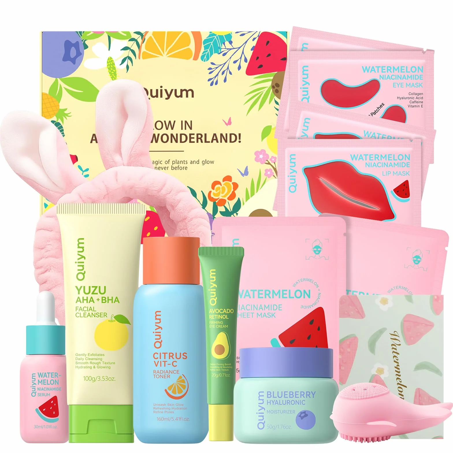 Coffret de soins visage aux fruits 14 pièces niacinamide céramides éclat hydratation