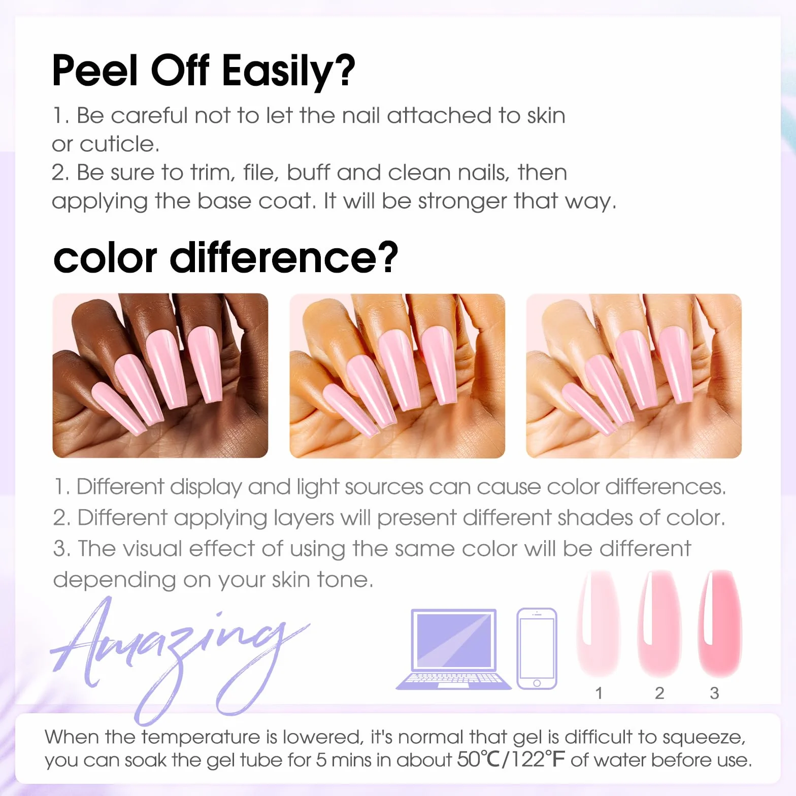 ROSALIND Vernis à ongles UV LED Quick Extension 12 couleurs 10 ml Nail Art Set