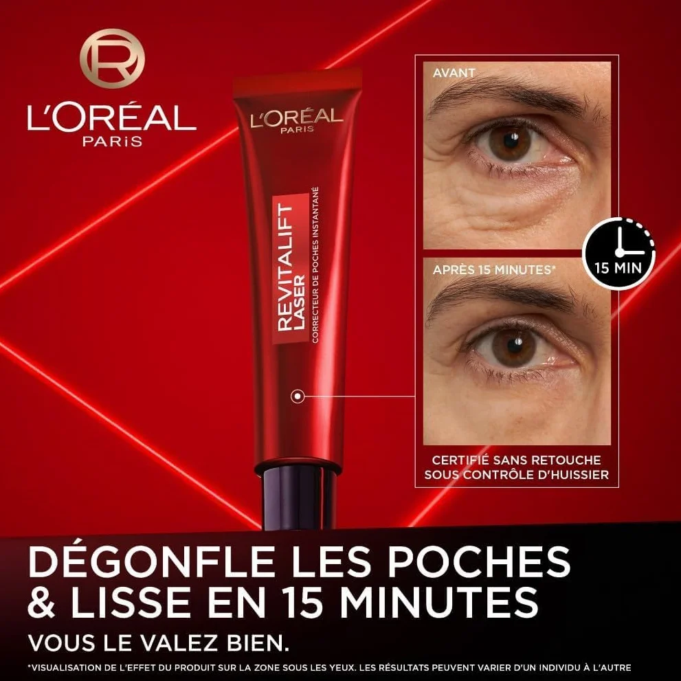 L'Oréal Paris Revitalift Laser Eye Bag Instant Eraser Soin Contour des Yeux Anti-Âge 15 ml