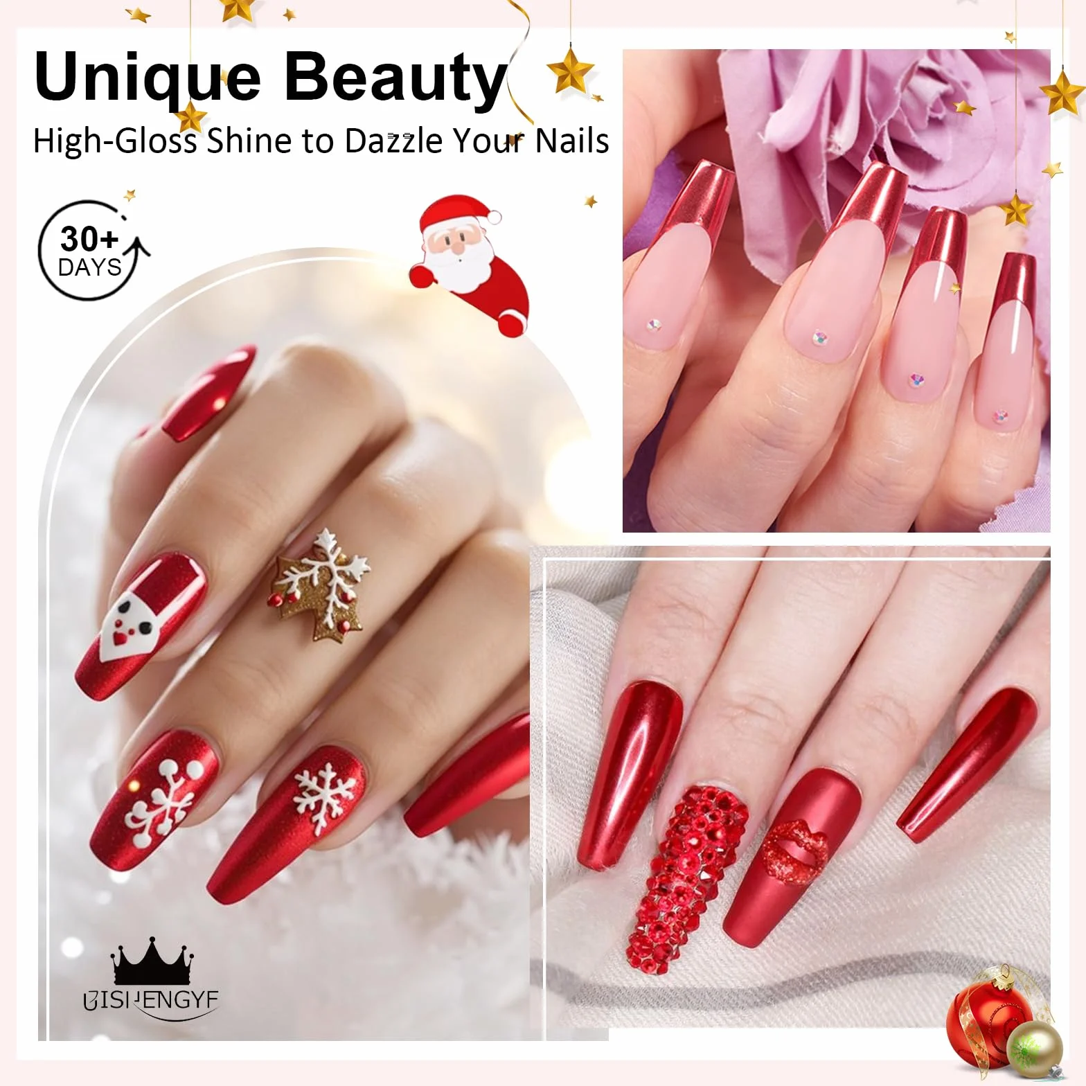 Poudre Chrome Ongle Rouge – Poudre Chromée Effet Miroir pour Ongles Nail Art