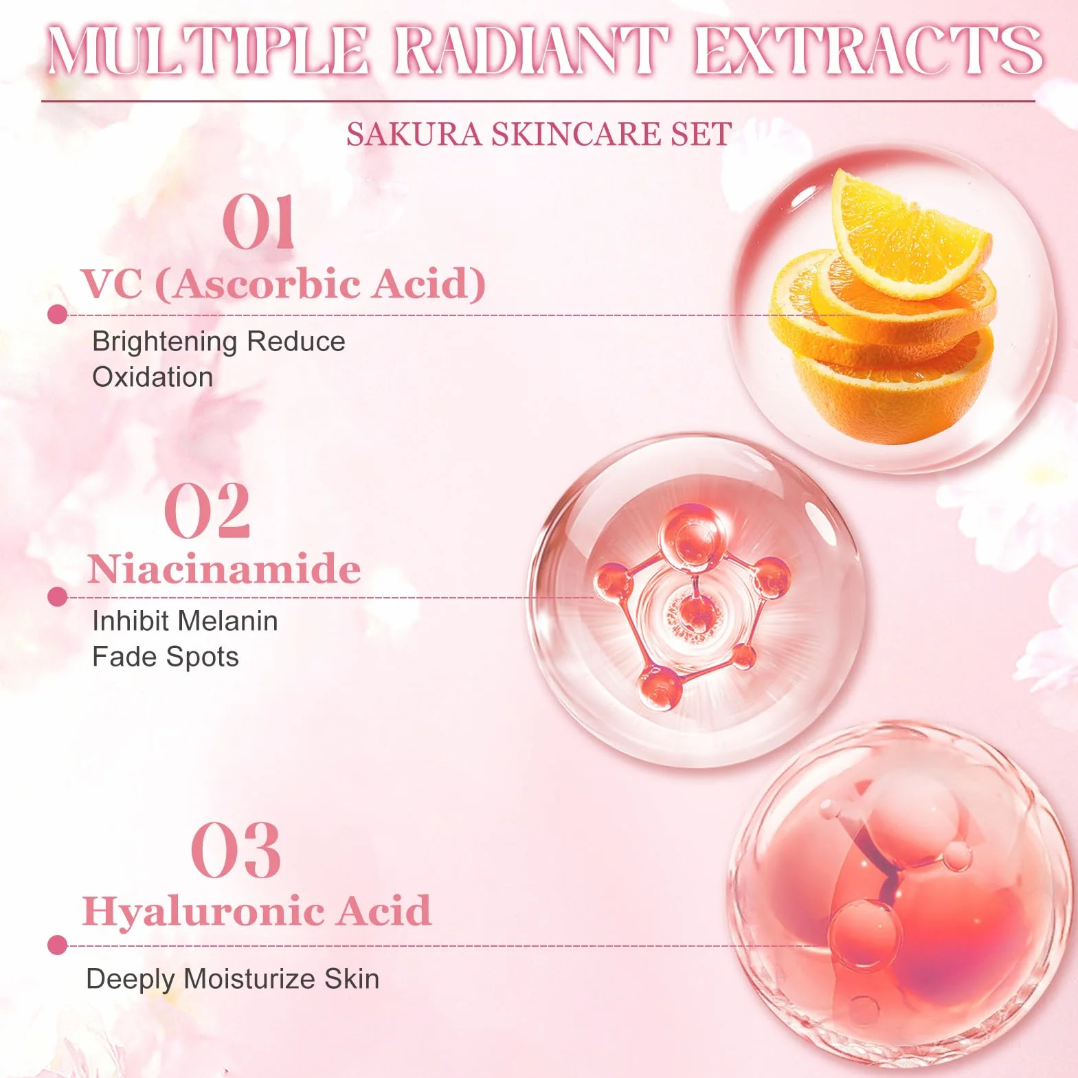 Sakura Kit de soin du visage 11 pièces anti-âge pour femmes