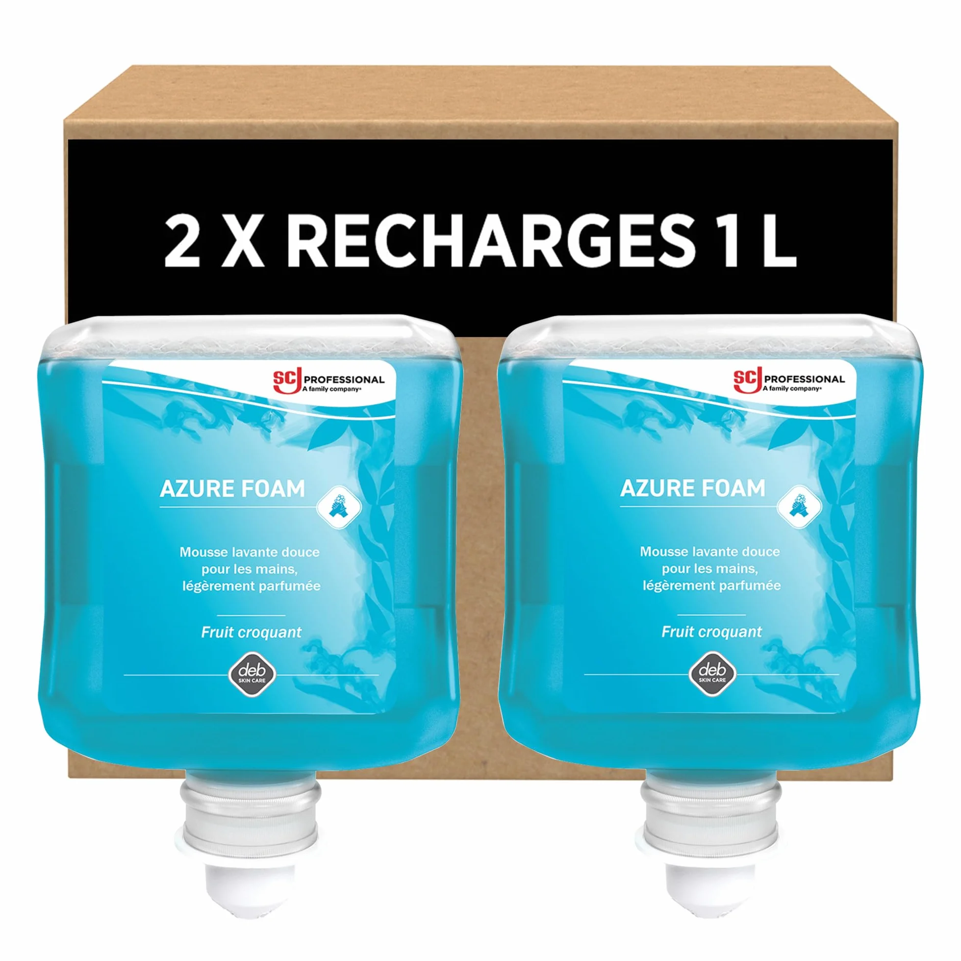 SC Johnson Professional Azure Foam Kit de Recharges – Nettoyant moussant – Lavage des Mains pour Peaux sensibles – Parfum Fruits Frais – 2 Cartouches de 1 Litre – Réservé à Un Usage Professionnel