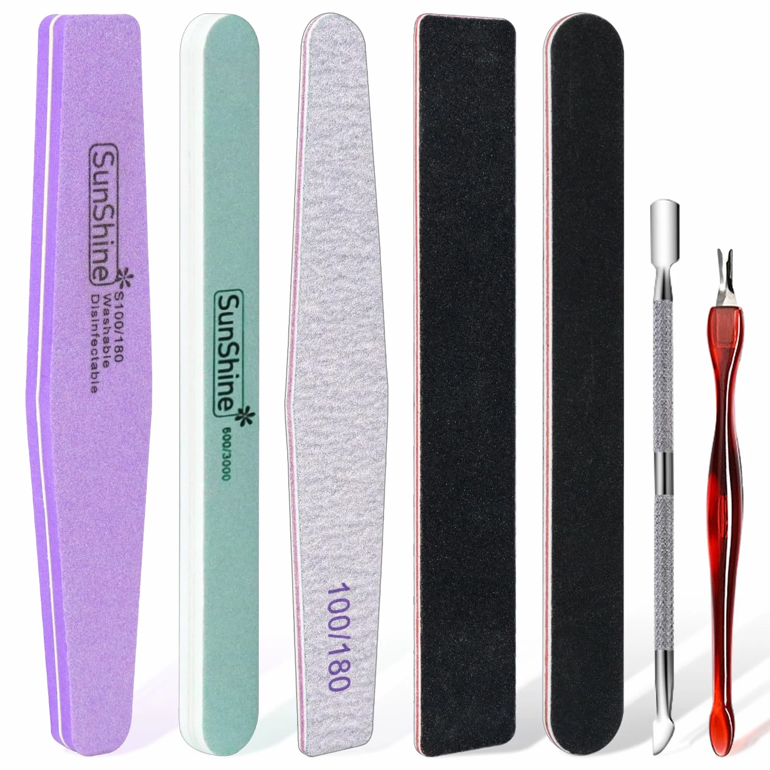 Limes à Ongles Professionnelles 5 Pièces Double Face pour Manucure