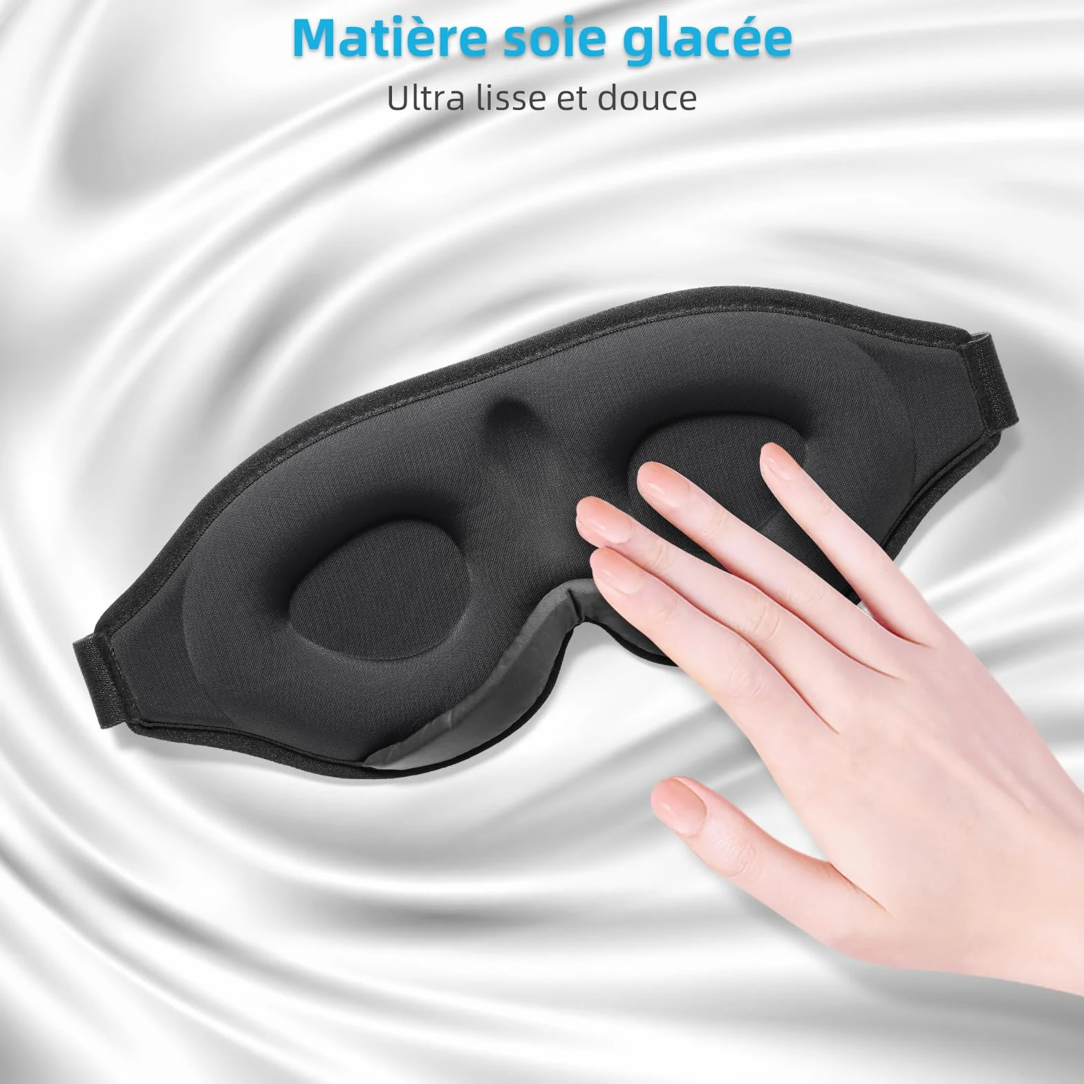 Masque de Nuit Bloque Lumière pour Dormir, Siestes, Méditation, Voyages (Noir)
