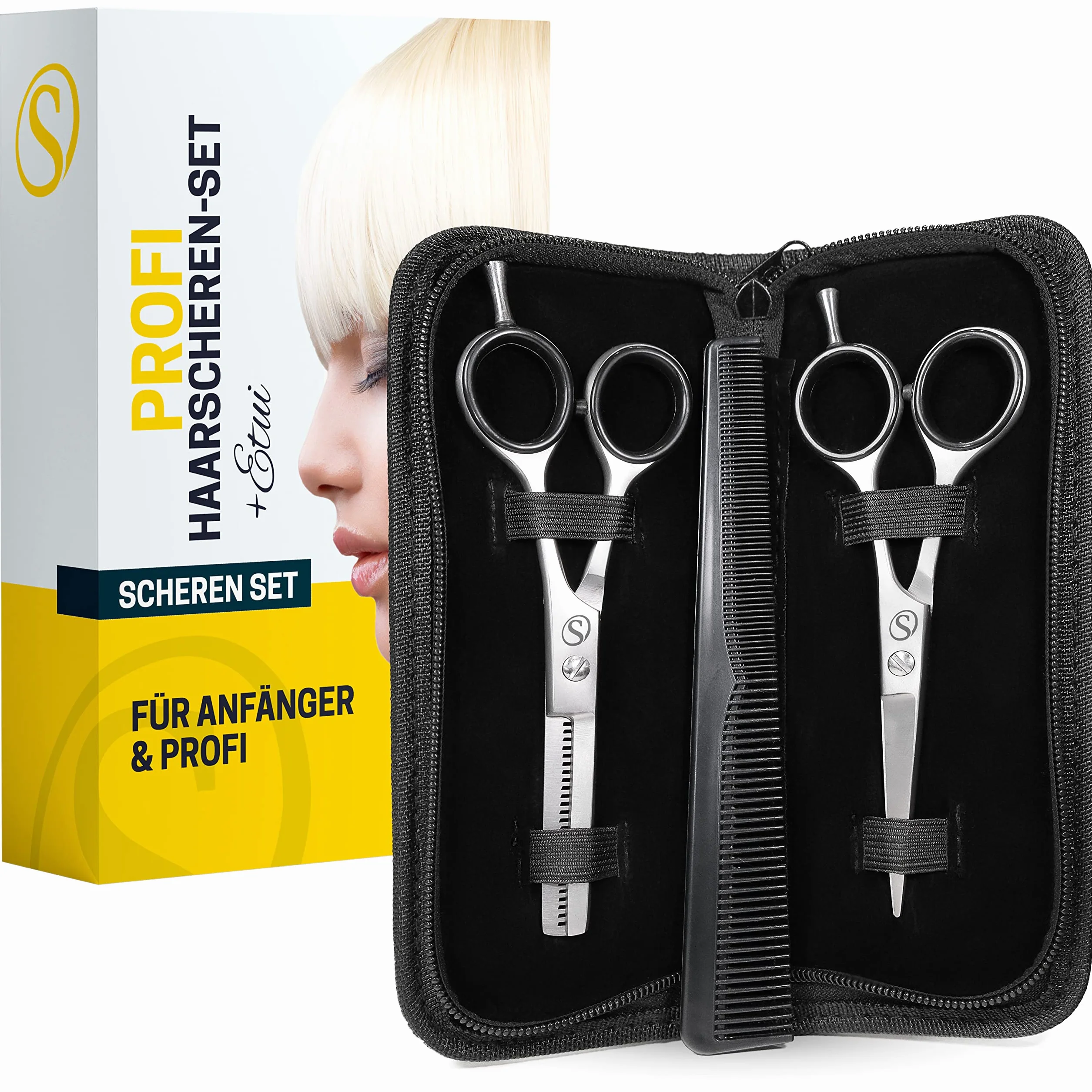 Ensemble de ciseaux à cheveux SCHMIEDWERK | Ciseaux de coiffure coupe nette et précise | Coupe de cheveux parfaite pour hommes et femmes | Ciseaux de coupe de cheveux professionnels avec étui (jeu de