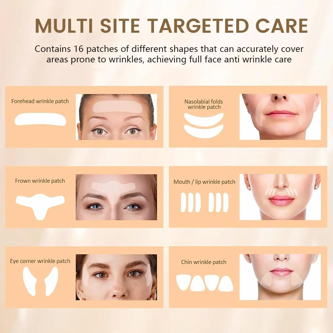 Patchs Anti-rides en Silicone Réutilisables 16 Pièces, Scotch Visage Front Yeux