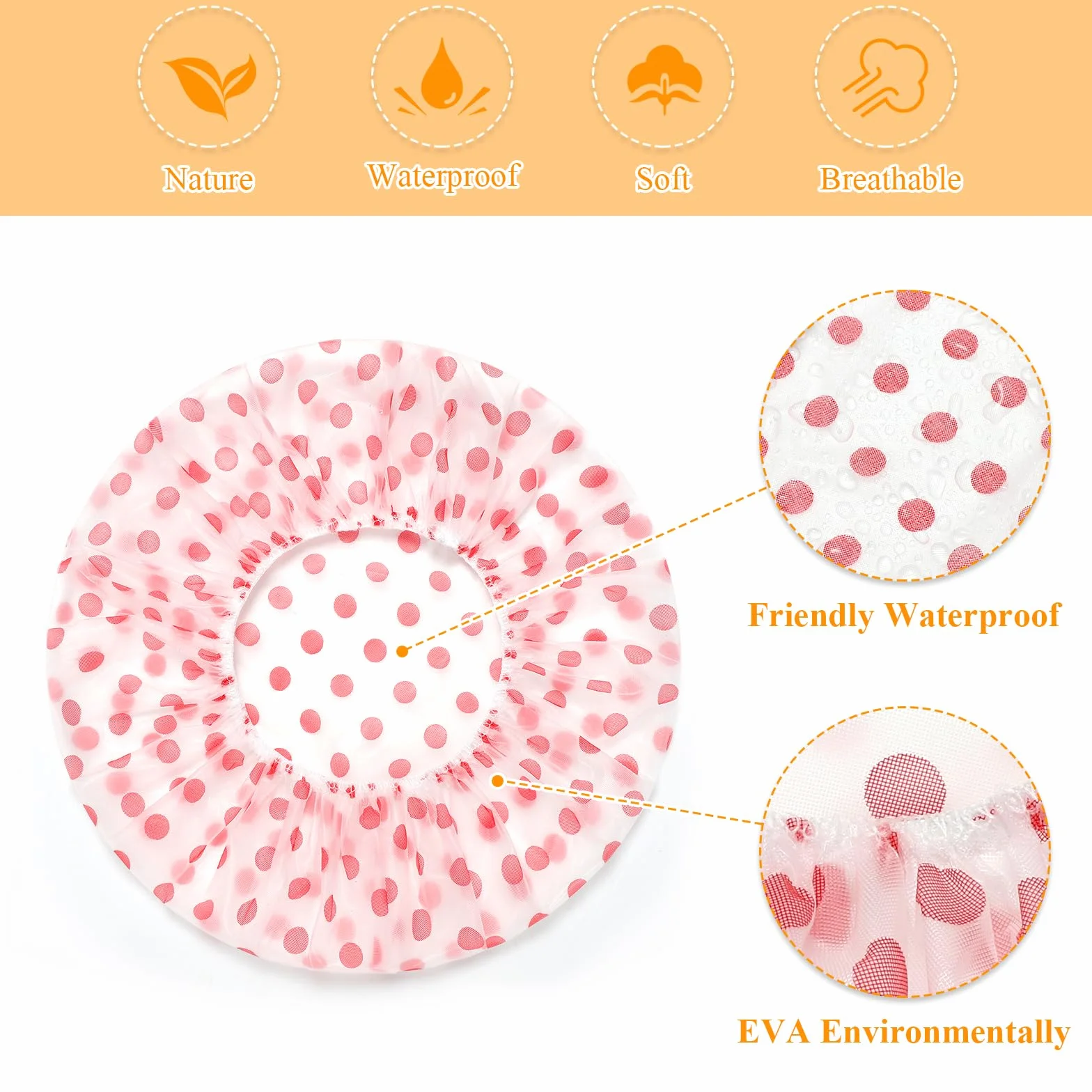 Bonnet De Douche Bonnet de Bain Élastiques Réutilisables avec Bandes Élastiques pour Femmes Douche SPA Salon (3 PCS)
