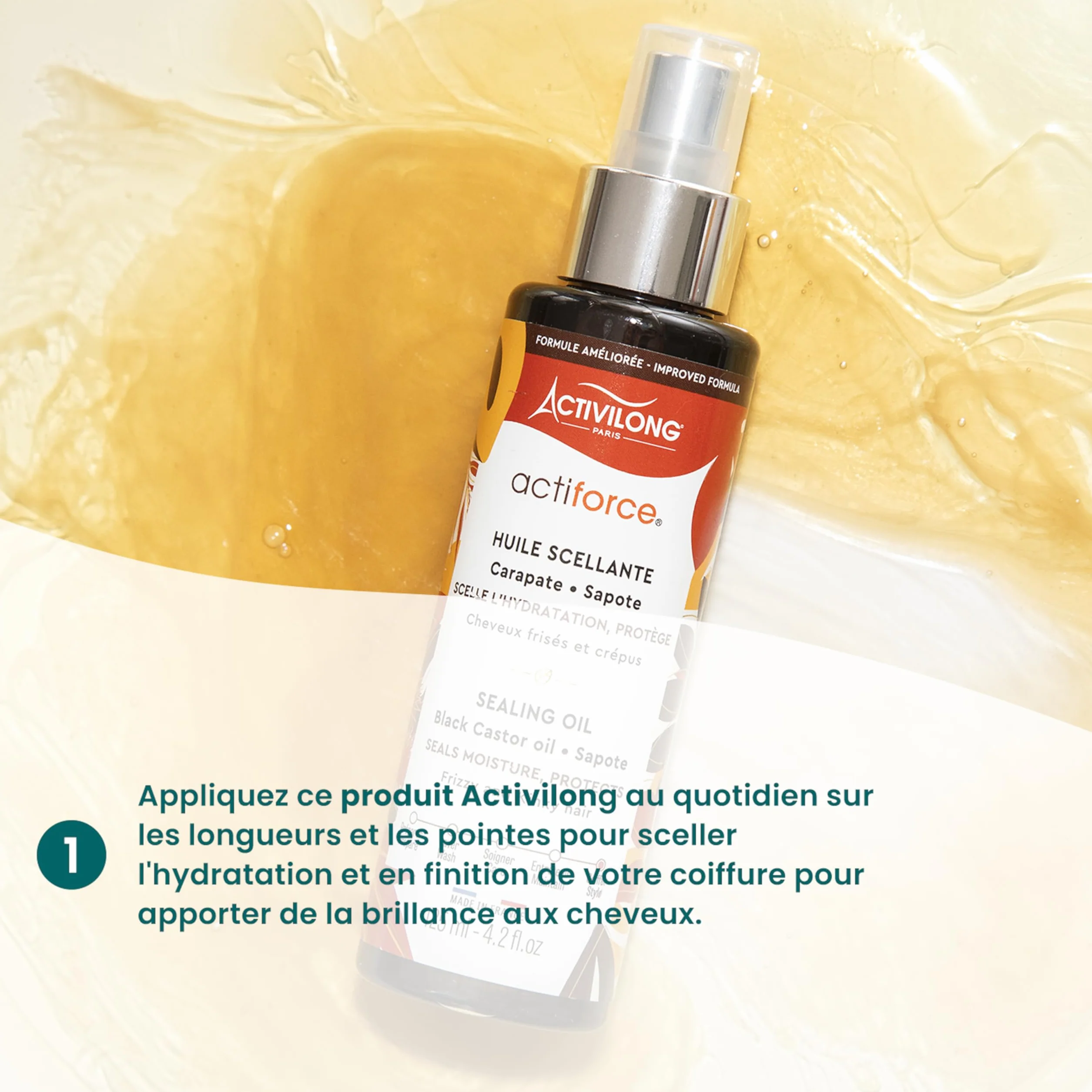 ACTIVILONG Huile Scellante Actiforce Cheveux Frisés Crépus 99% Ingrédients Naturels 100ml Made In France