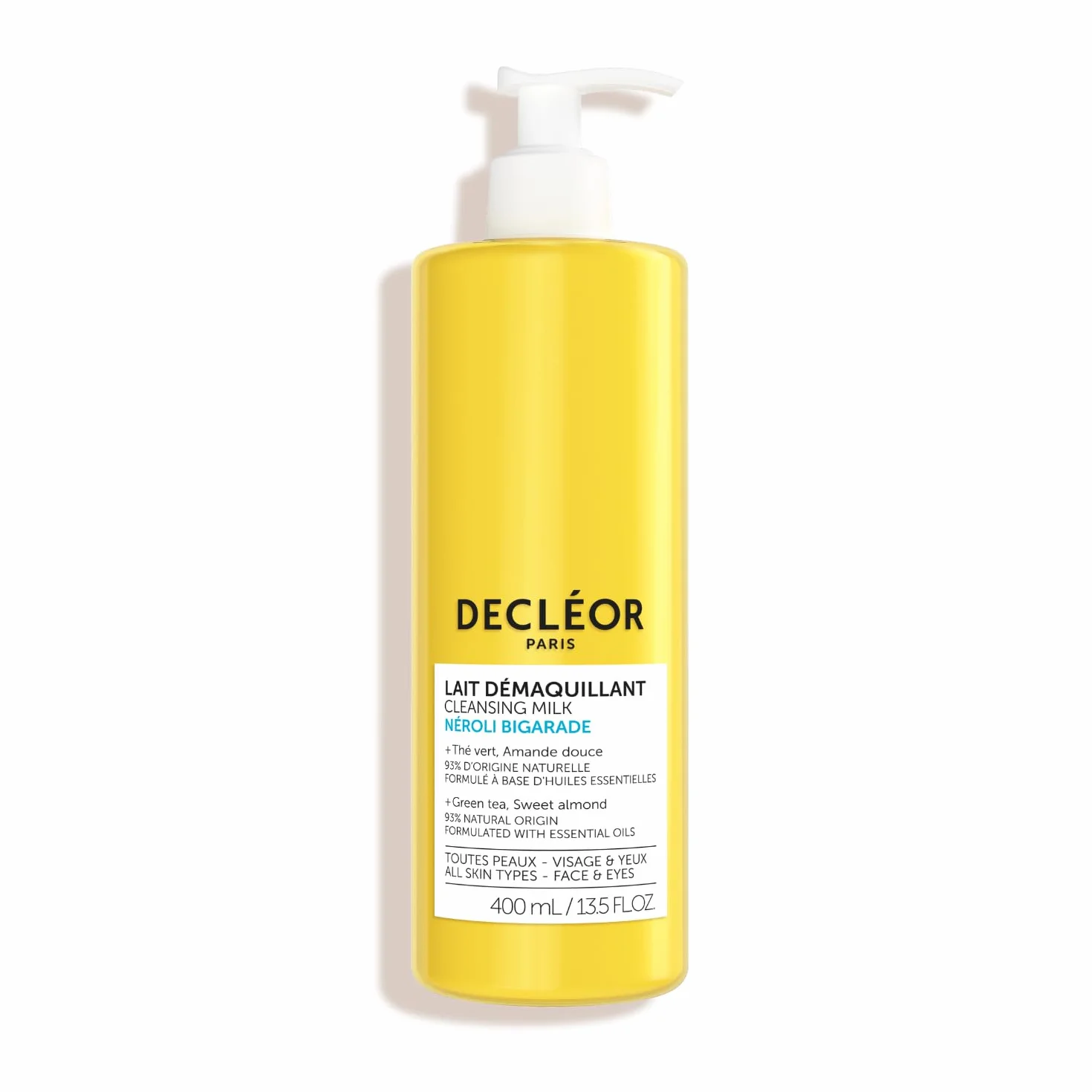 Decléor Lait Démaquillant Néroli Bigarade 400ml – Nettoyant Visage Doux pour Tous Types de Peaux, Nettoyant Lait Hydratant aux Huiles Essentielles & Thé Vert
