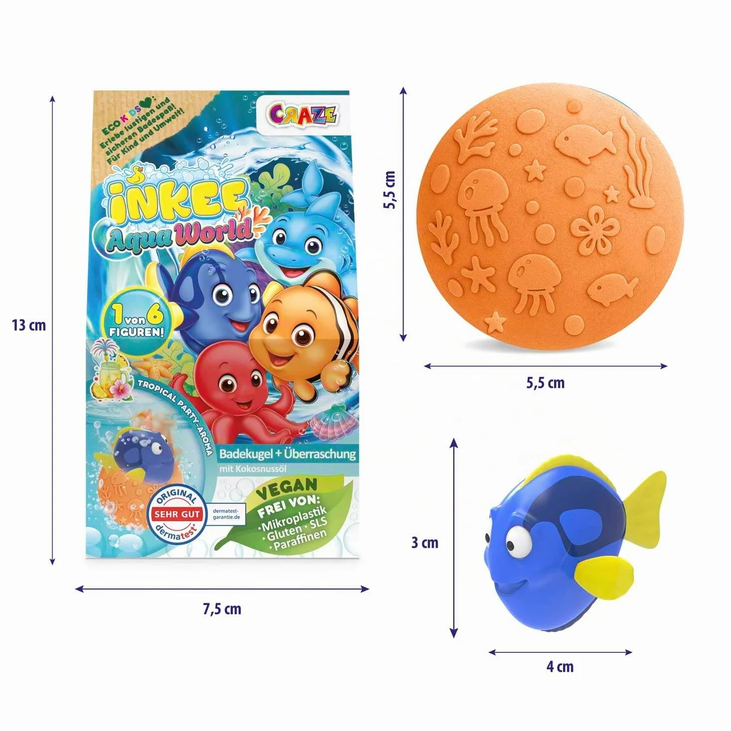 INKEE Bombe de bain surprise Aqua World – Boule de bain enfant avec surprise jouet de bain colorée