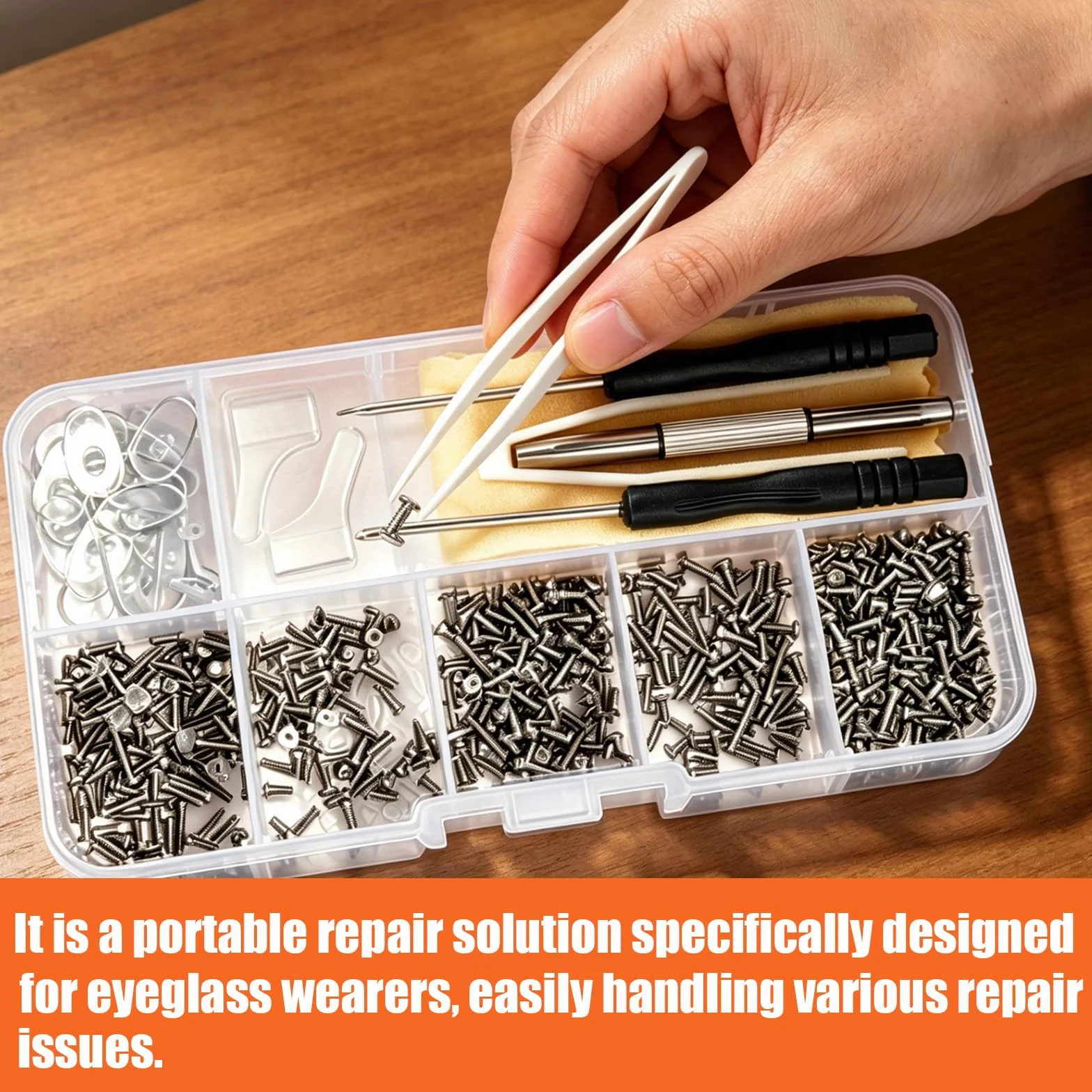 Kit Réparation Lunettes 500 Pièces Vis Inox Tournevis Opticien Plaquettes Silicone