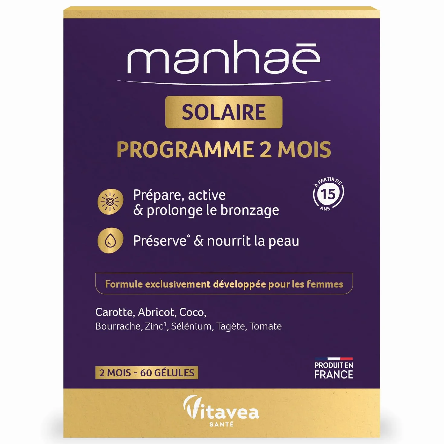 Vitavea Manhaé Solaire Complément alimentaire préparateur solaire 60 gélules Fabriqué en France