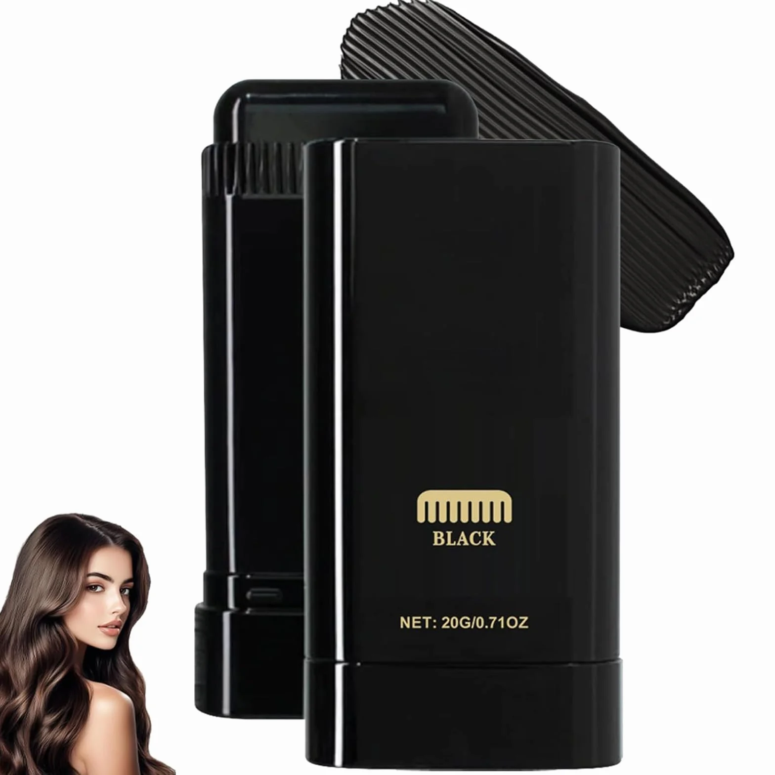 Peigne de Coloration 2-en-1 Crème Colorante Capillaire Extrait Végétal Imperméable Antisudorifique Bâton Couleur Cheveux Couvre Cheveux Gris Noir