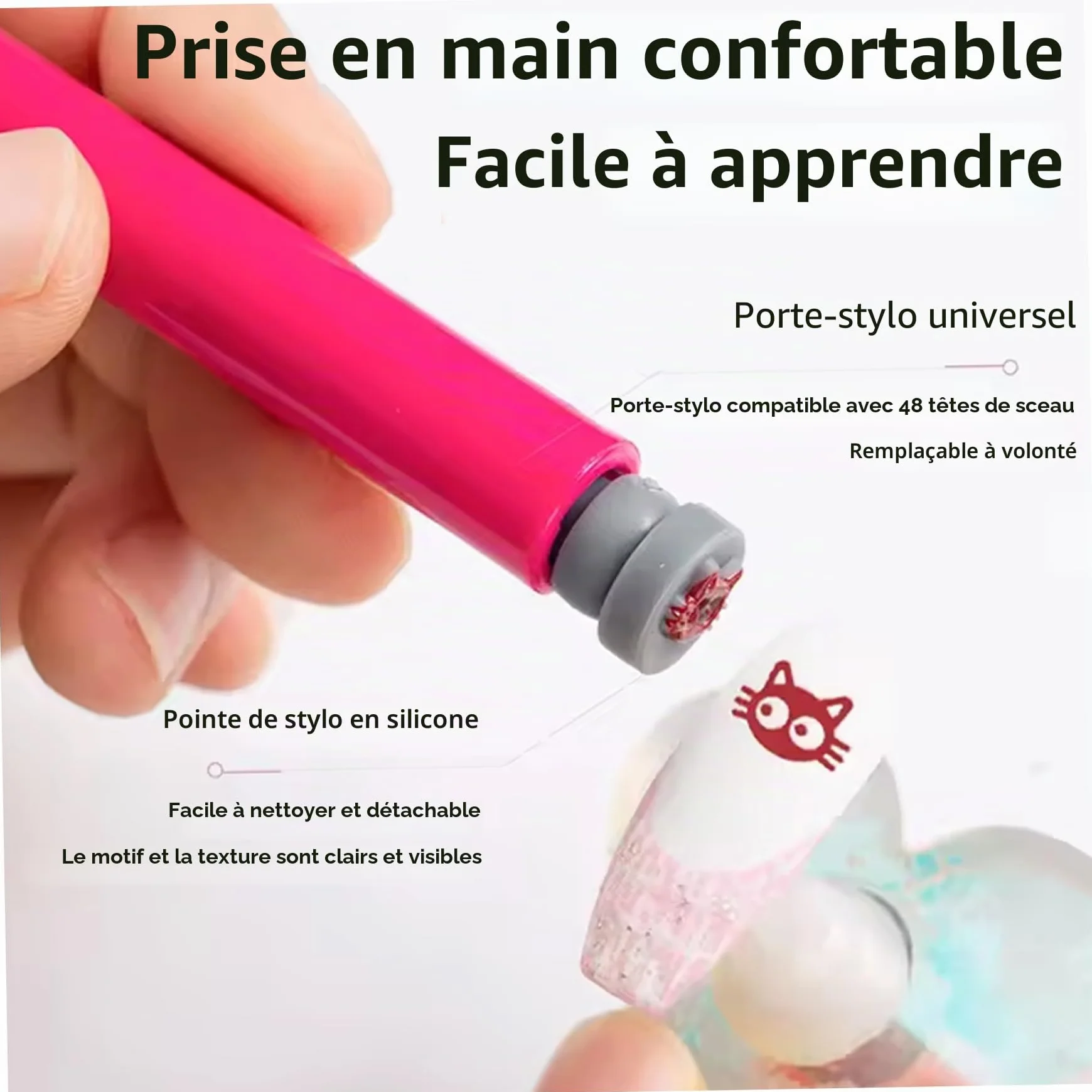 48 pièces stylos de tampon d'art d'ongle différents modèles tampons 'art 'ongle avec pointe de stylo en silicone fleur papillon rose kit 'estampage bricolage pour femmes, décoration jardin
