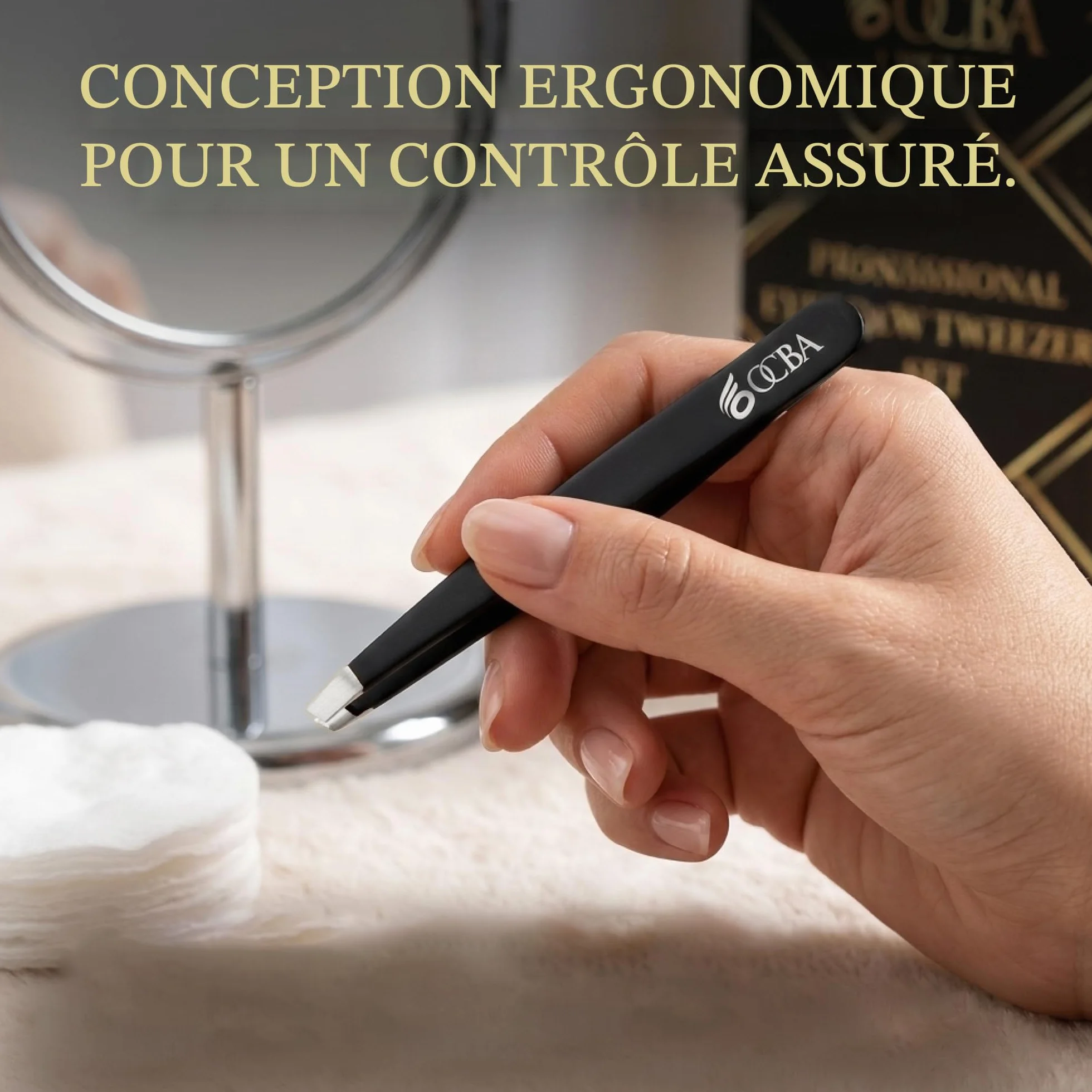 Pince à épiler professionnelle 4 pièces pointe améliorée revêtement antidérapant noir