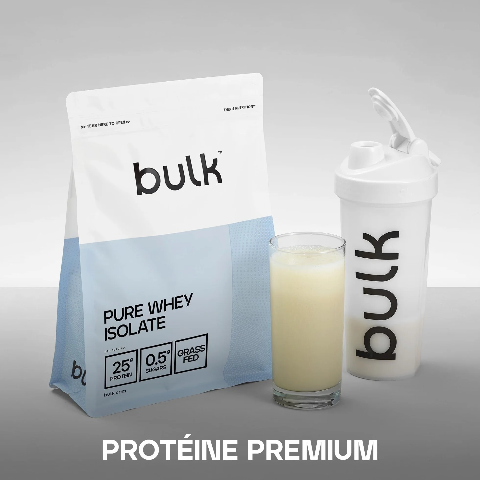 Bulk Pure Whey Isolate Vanille 25g protéines 500g Isolat de lactosérum Faible en sucre