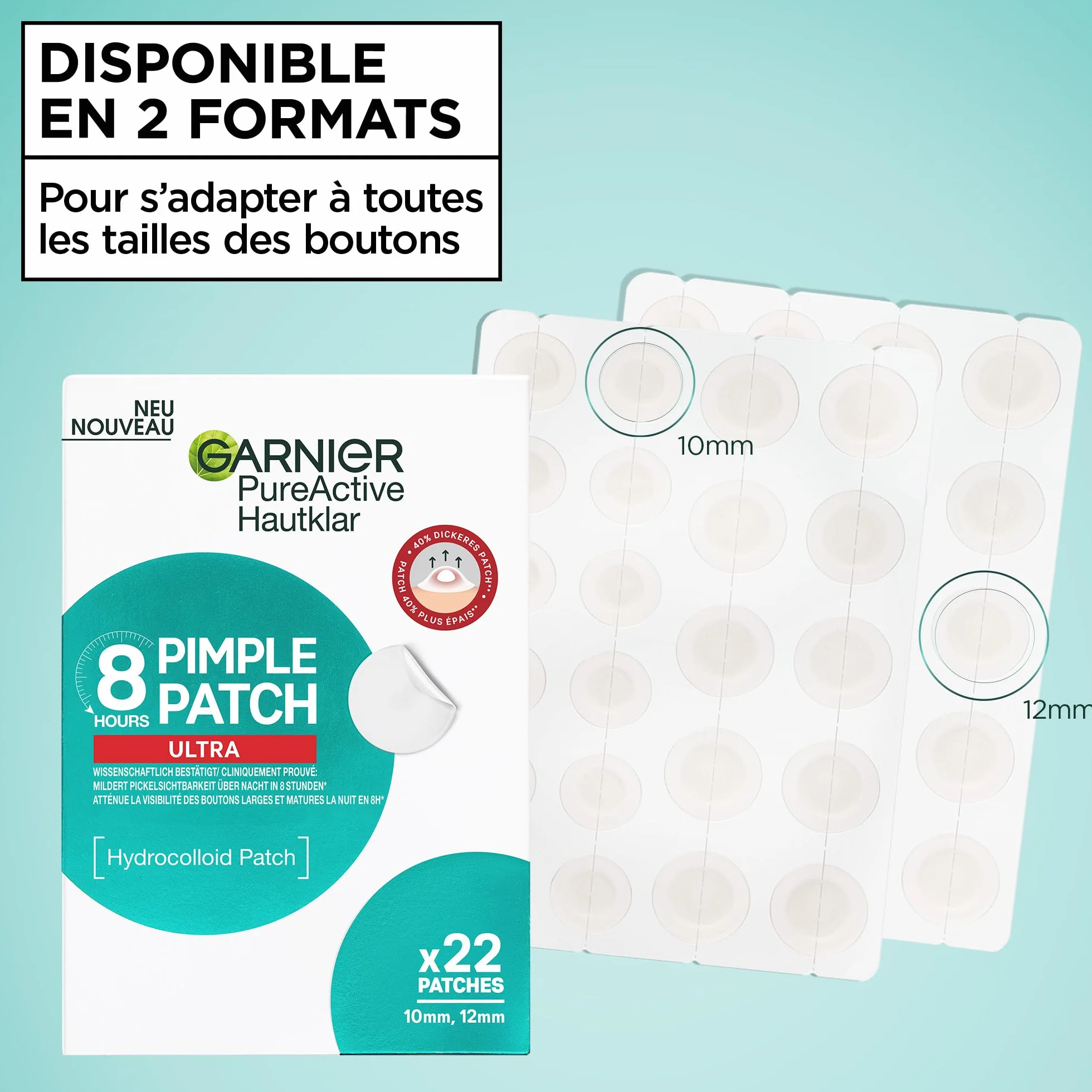 GARNIER PureActive Ultra Pimple Patch Anti-Imperfections 22 Patchs 2 Tailles